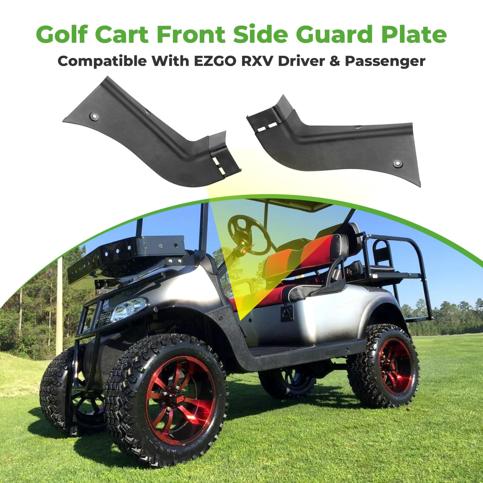 10L0L Front Side Guards for E-Z-GO RXV Golf Cart image 3