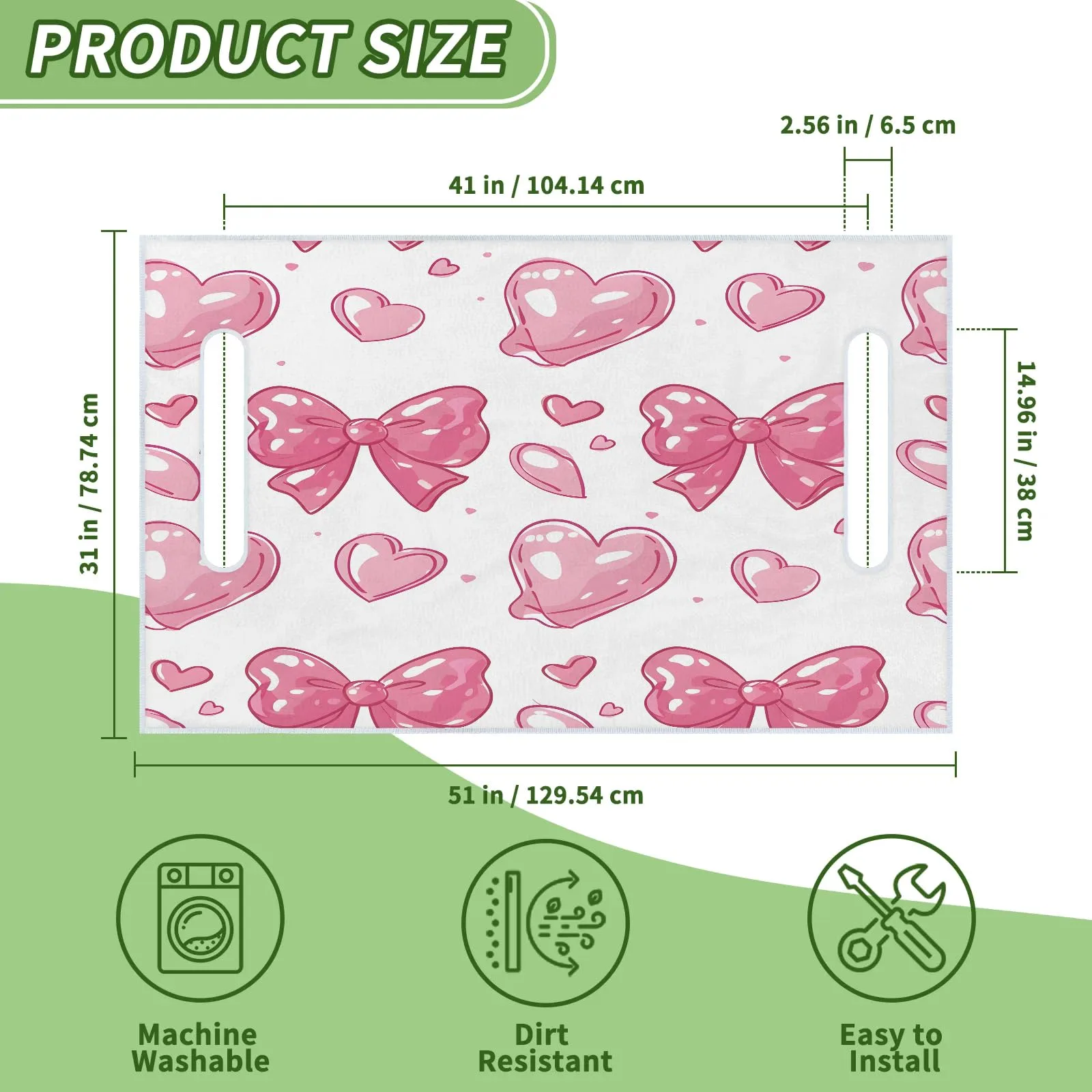 Tiveruda Pink Bow Golf Cart Seat Cover, 51 x 31 Inch image 2