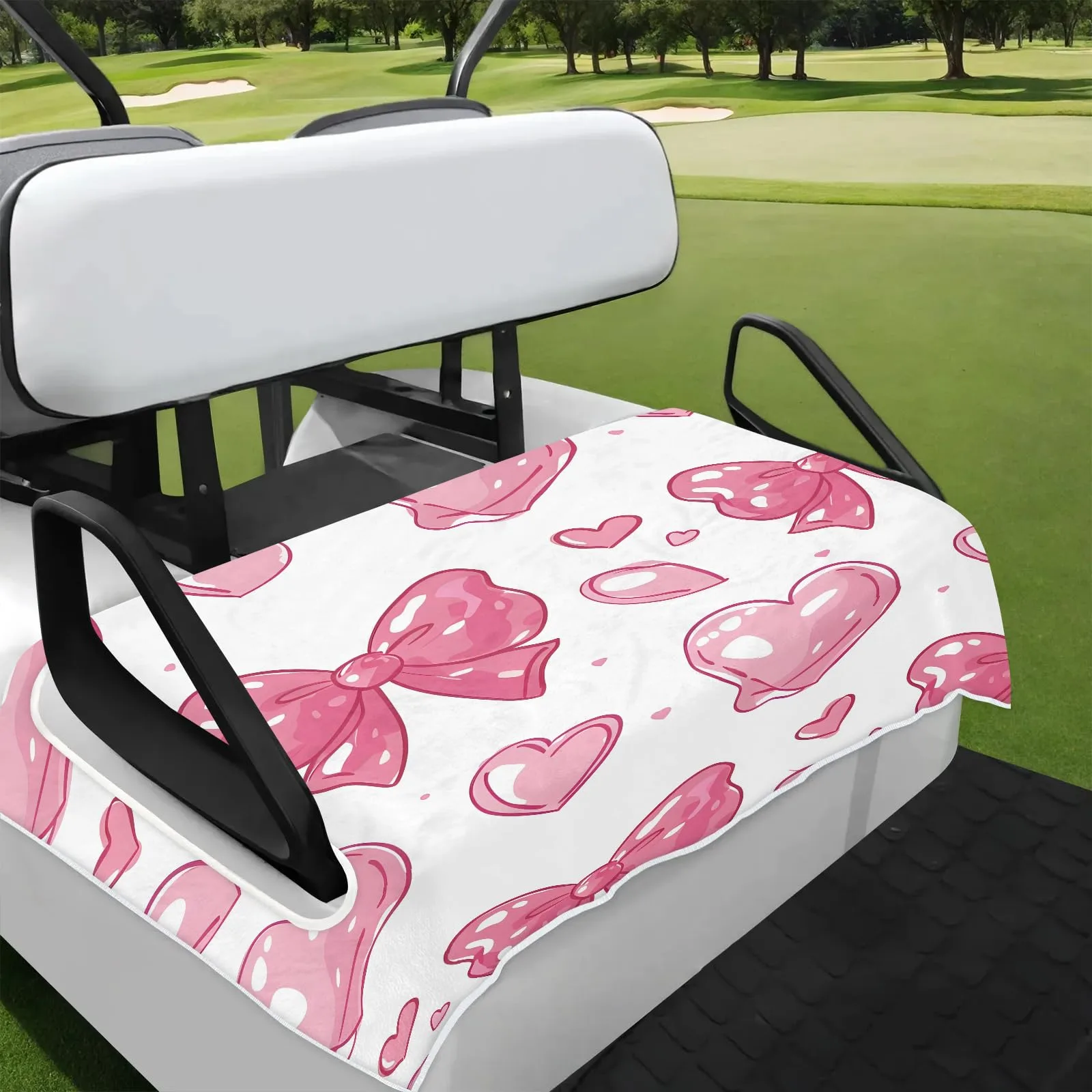 Tiveruda Pink Bow Golf Cart Seat Cover, 51 x 31 Inch