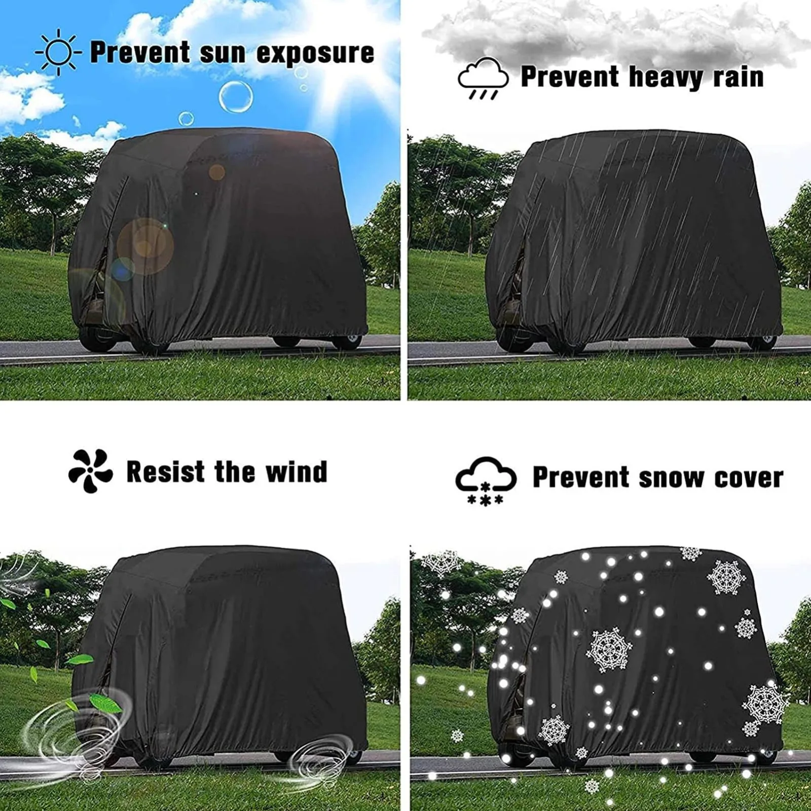 TianfuSpanda Golf Cart Cover — Oxford Cloth, 95.3 x 48.0 x 66.1 in image 2