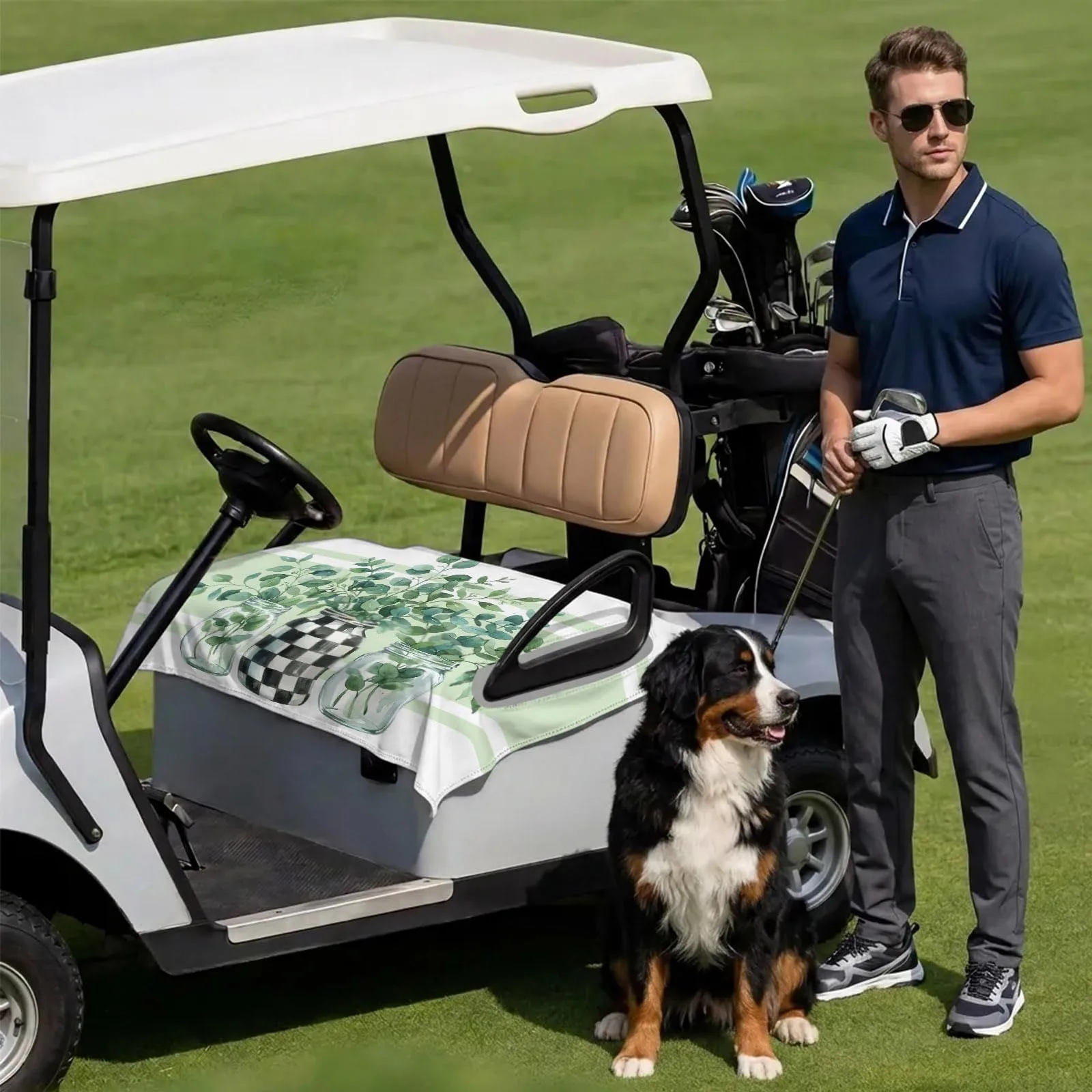 DecorLovee Eucalyptus Golf Cart Seat Cover, 51 x 31 in image 3