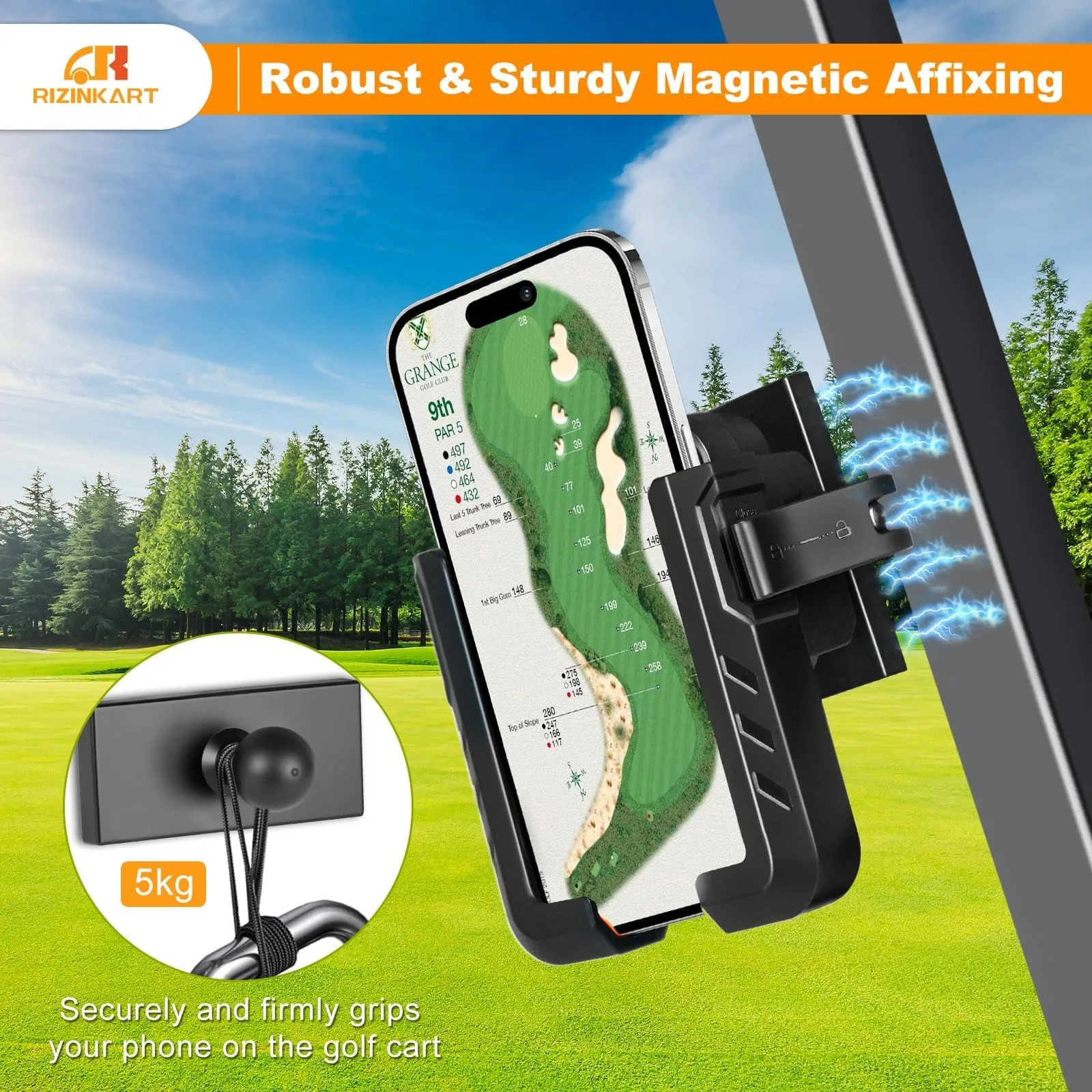 RIZINKART Magnetic Golf Cart Phone Holder image 2