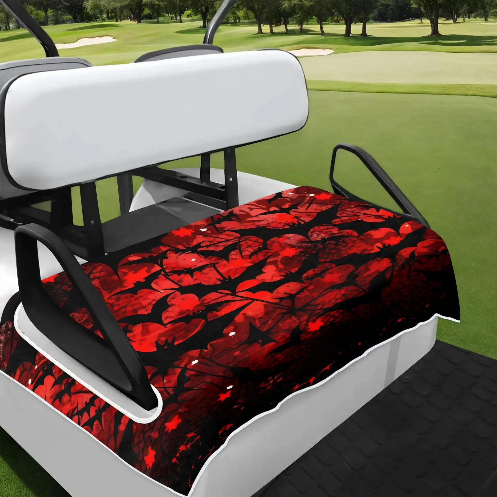 Tiveruda Halloween Red Bat Golf Cart Seat Cover