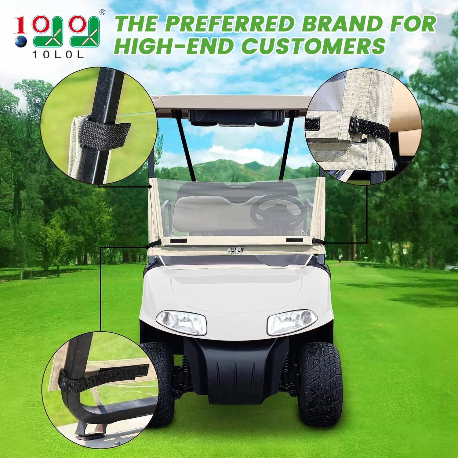 10L0L Foldable Vinyl Windshield for E-Z-GO RXV Golf Carts image 2