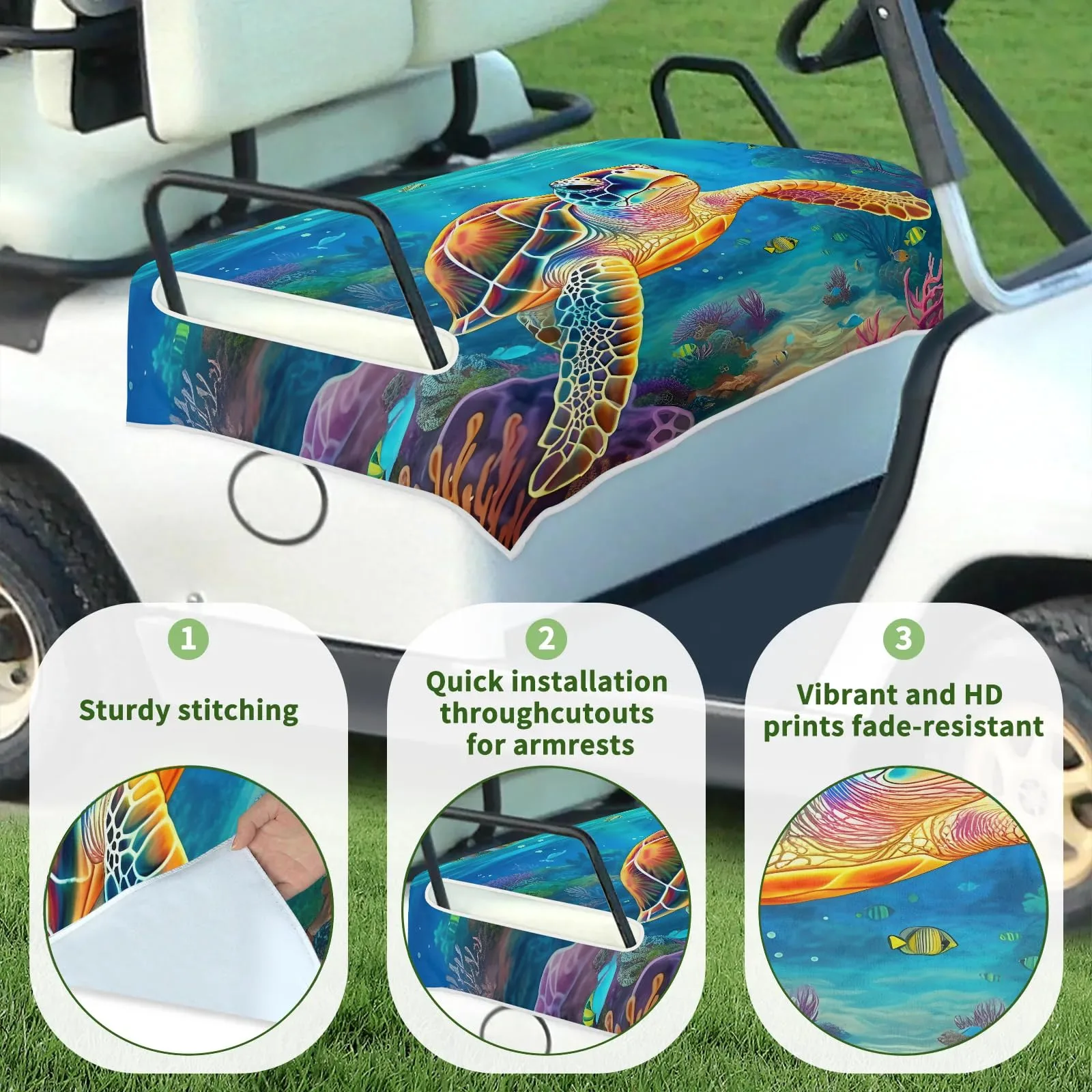 Tiveruda Golf Cart Seat Cover for Double Seats 51 x 31 in image 3