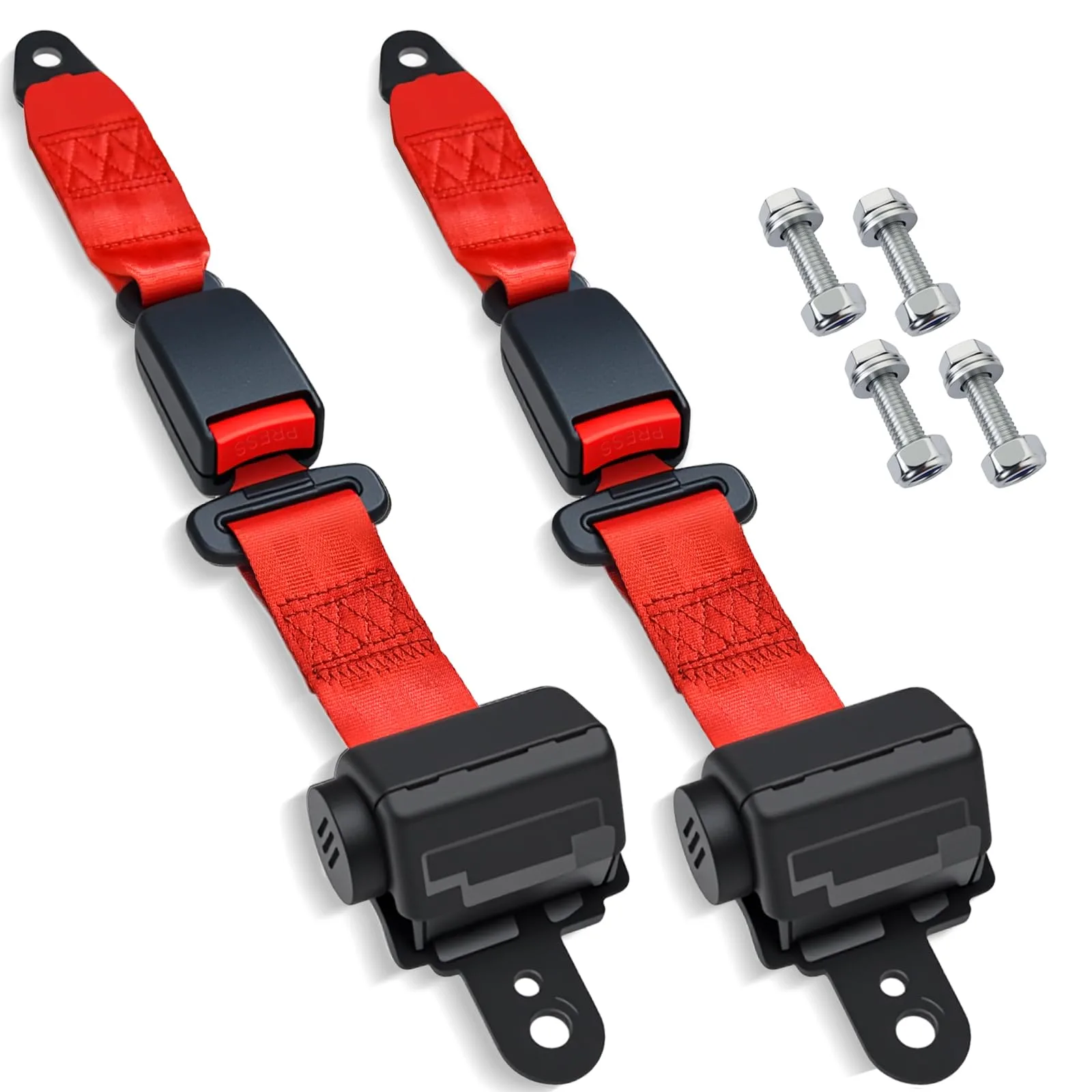 Orle Oko Retractable Golf Cart Seat Belt Kit, Red