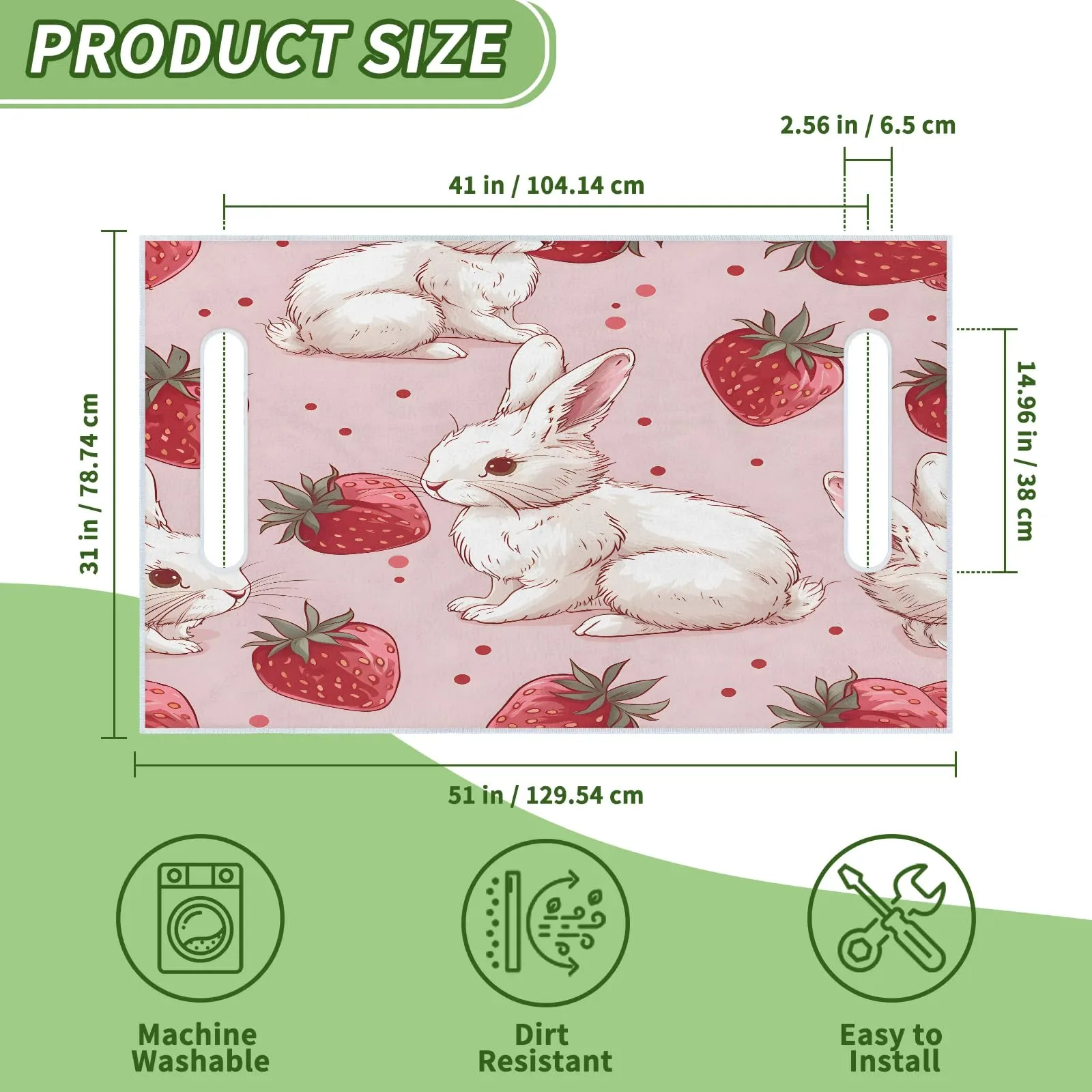 Tiveruda Cute Bunny Strawberry Golf Cart Seat Cover image 2
