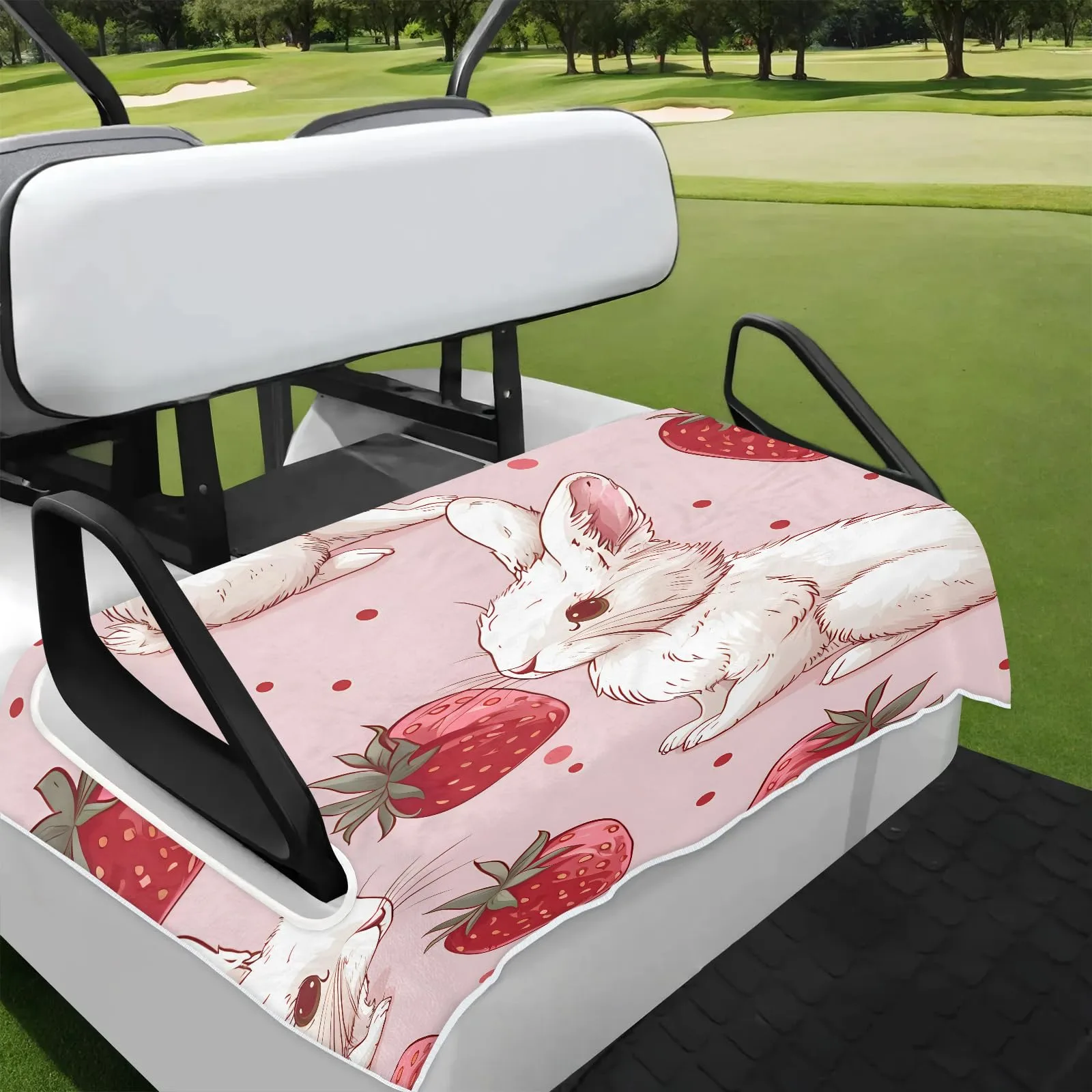 Tiveruda Cute Bunny Strawberry Golf Cart Seat Cover