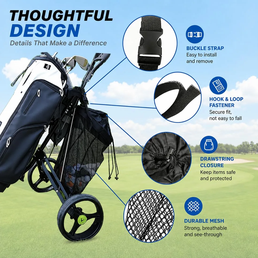 RJAHDNC Golf Organizer for GreenGo Quad Fold Trolley image 4