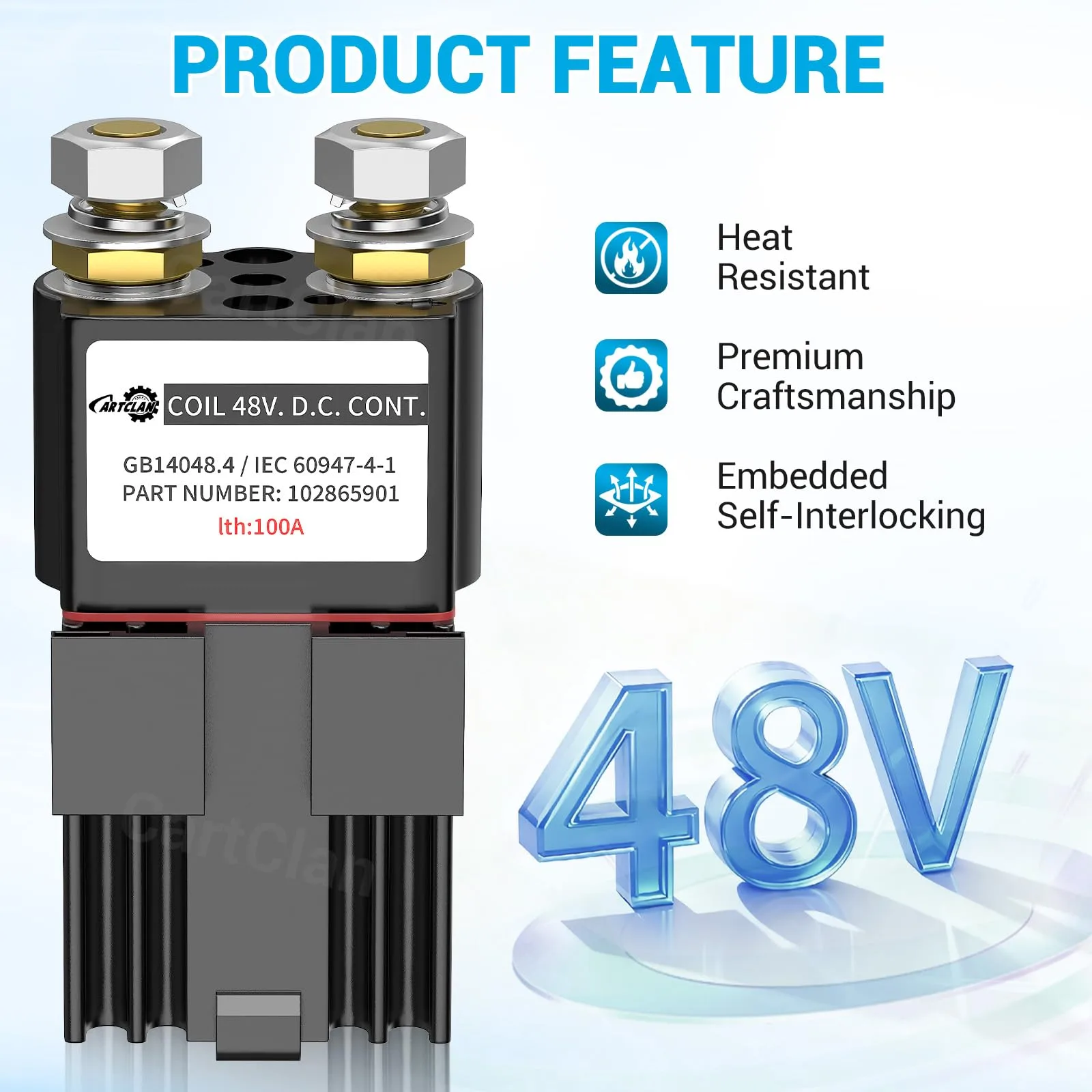 CartClan 48V Solenoid for Club Car DS, Precedent & Tempo image 3