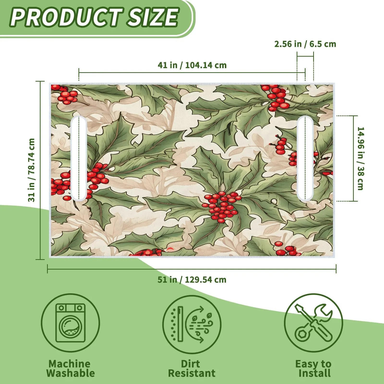 Tiveruda Xmas Berries Golf Cart Seat Cover — 51 x 31 in image 2