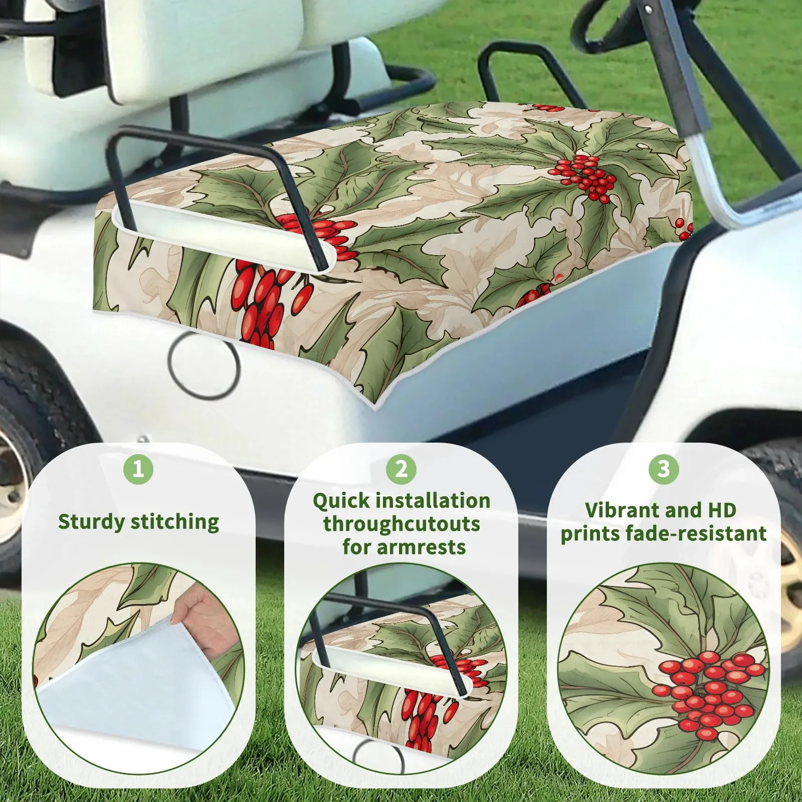 Tiveruda Xmas Berries Golf Cart Seat Cover — 51 x 31 in image 3