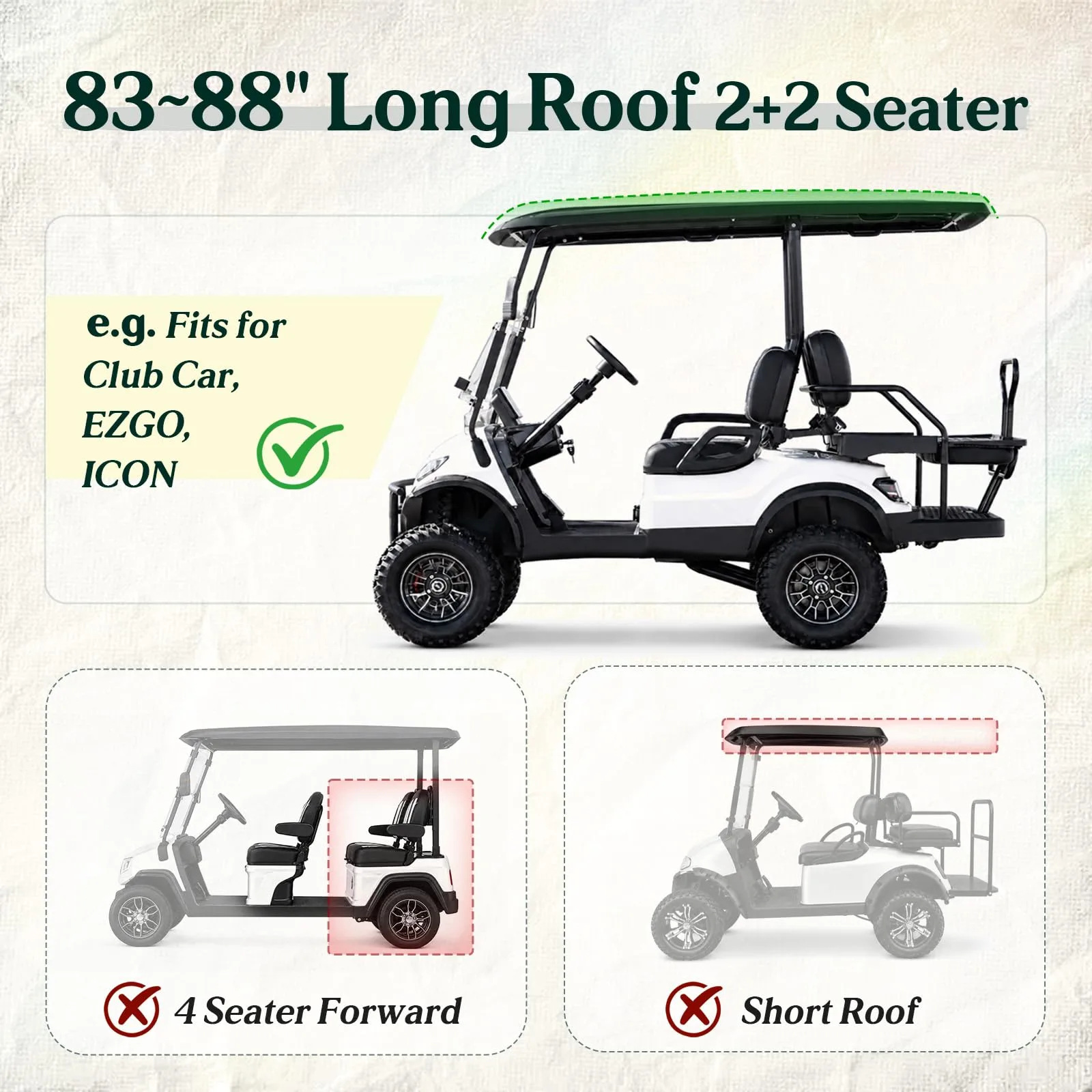 LUPPLE 2+2 Long Roof Golf Cart Enclosure image 2