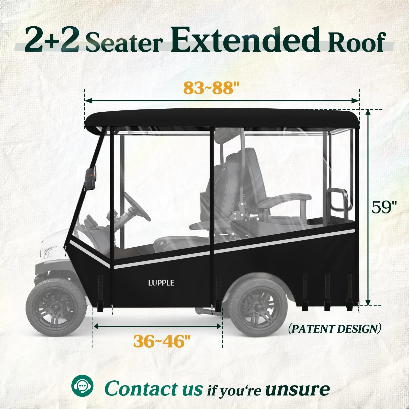 LUPPLE 2+2 Long Roof Golf Cart Enclosure image 3