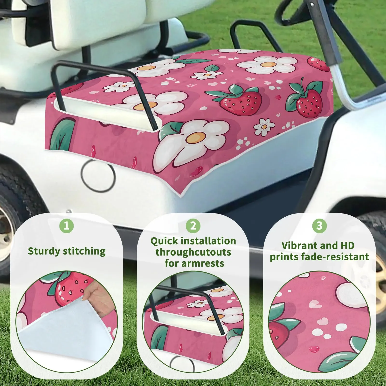 Tiveruda Pink Golf Cart Seat Cover for Double Seats image 2