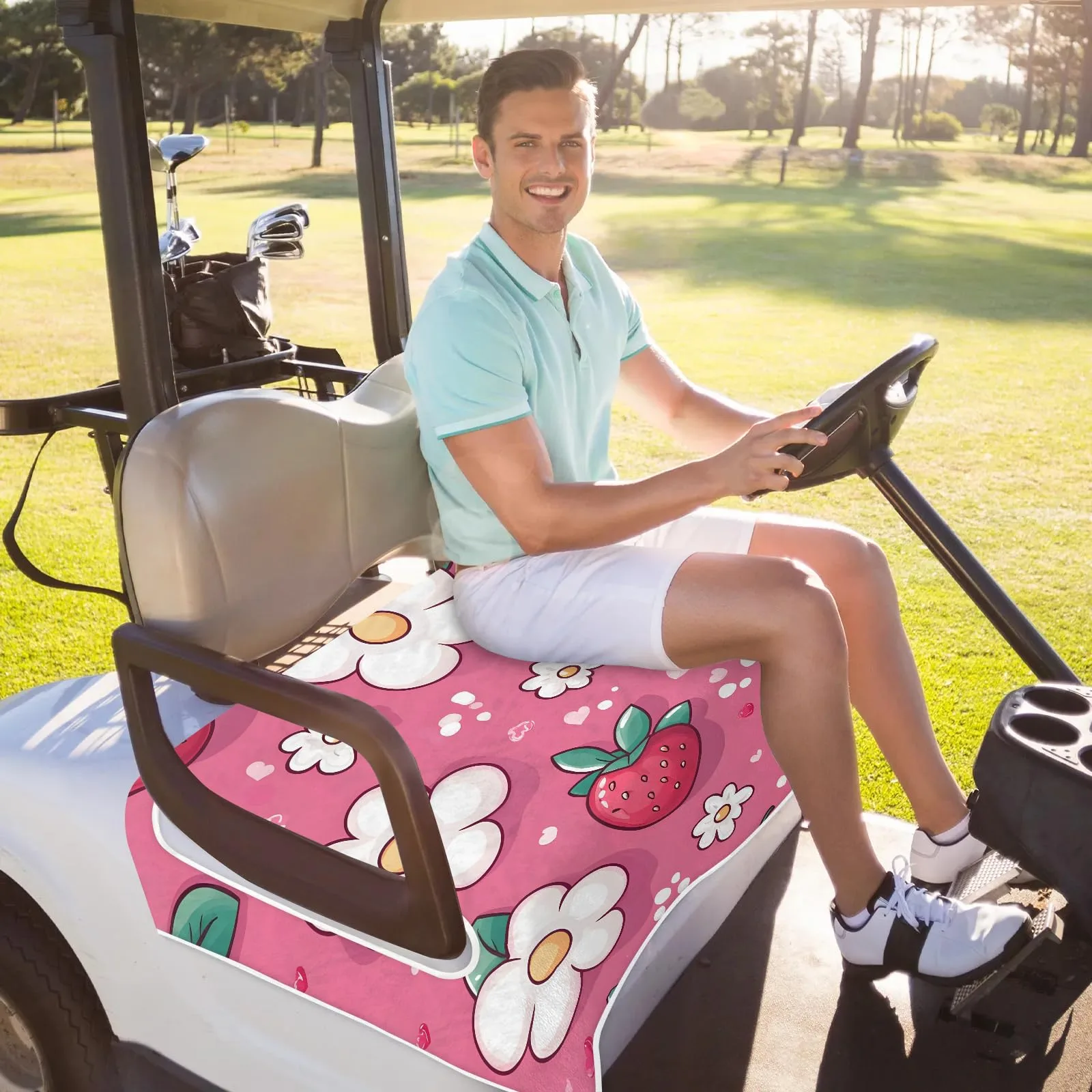 Tiveruda Pink Golf Cart Seat Cover for Double Seats image 4