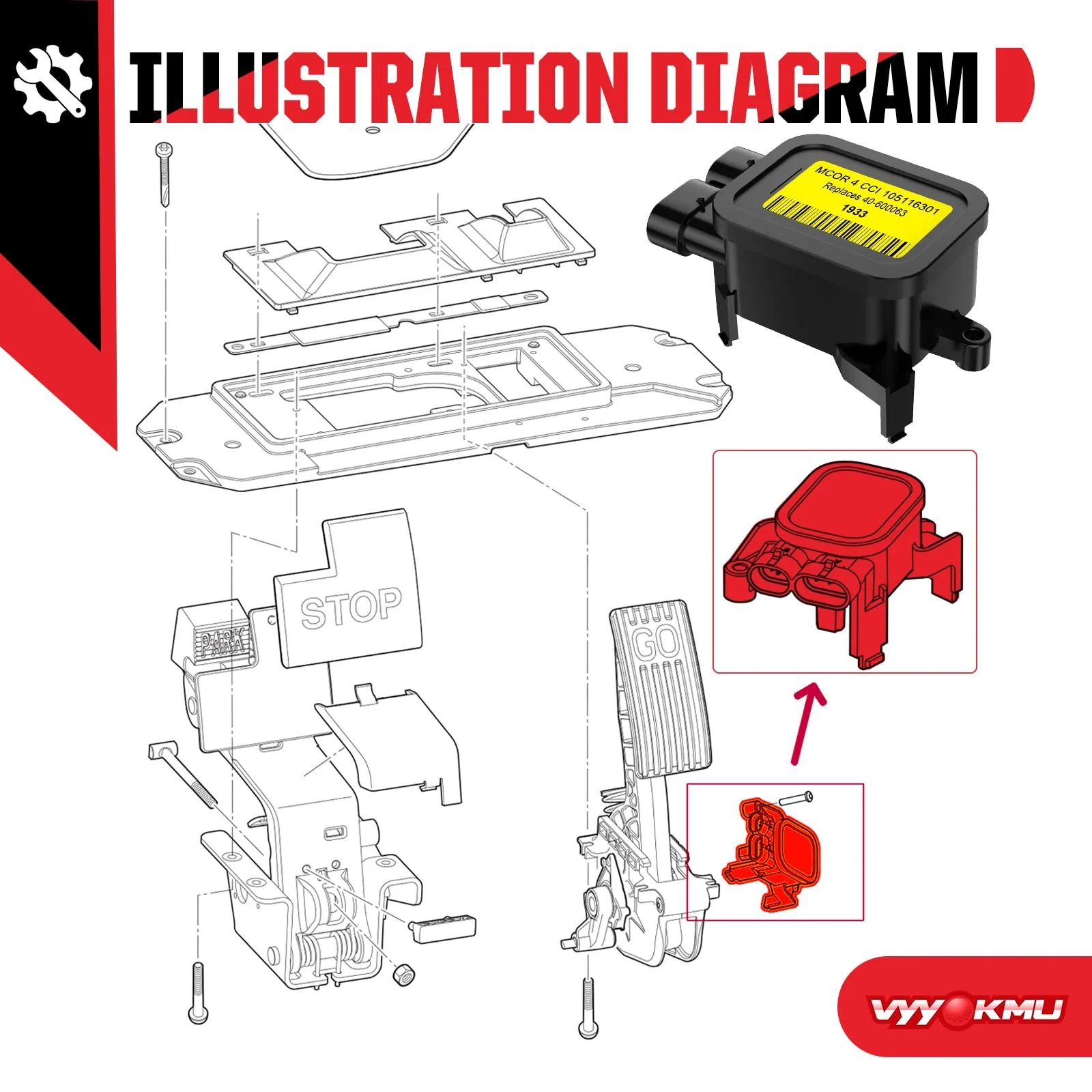 VYYOKMU MCOR 4 Throttle Potentiometer for Club Car image 3