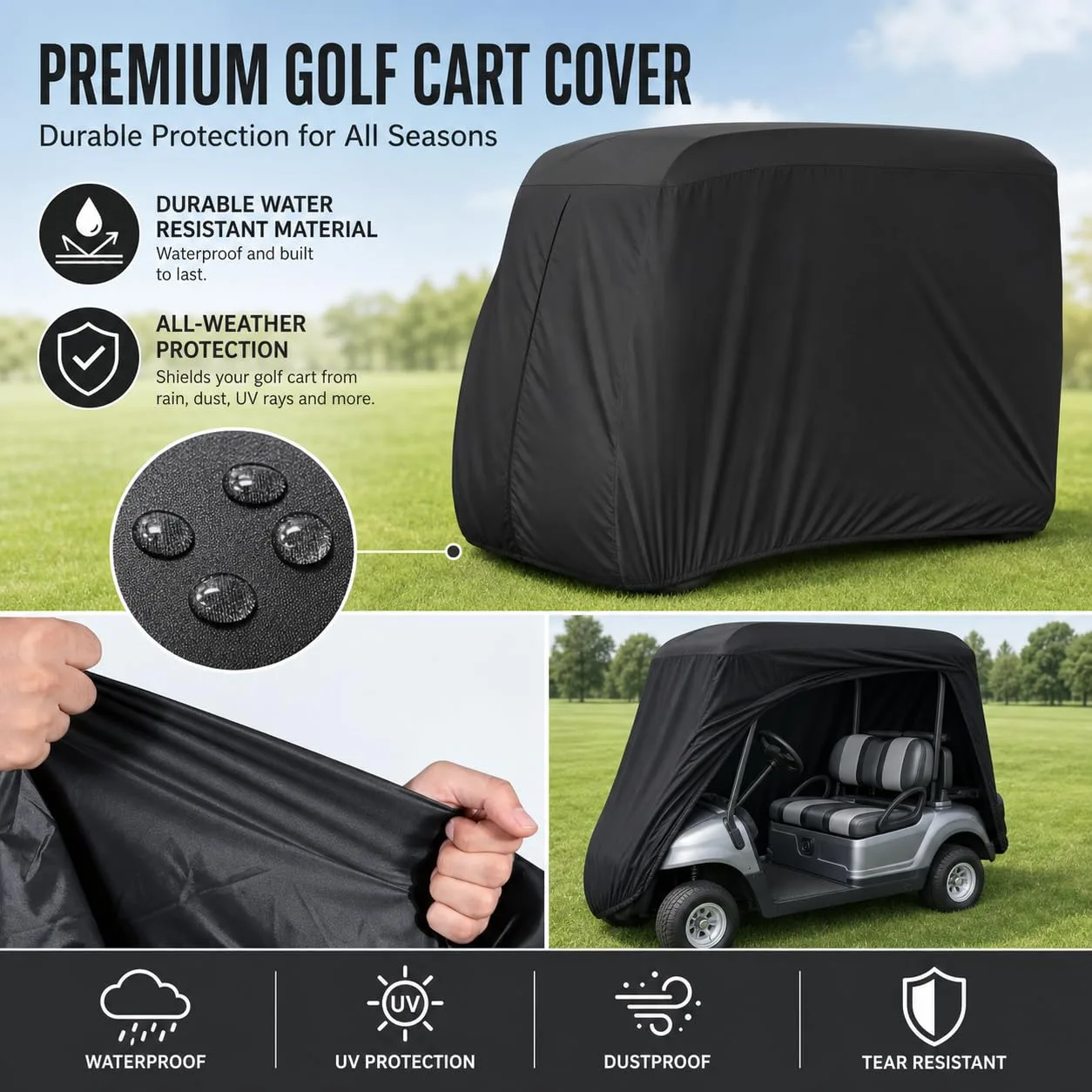 UTRDYSRH Golf Cart Cover for Vivid EV LSV 4 Passenger image 4