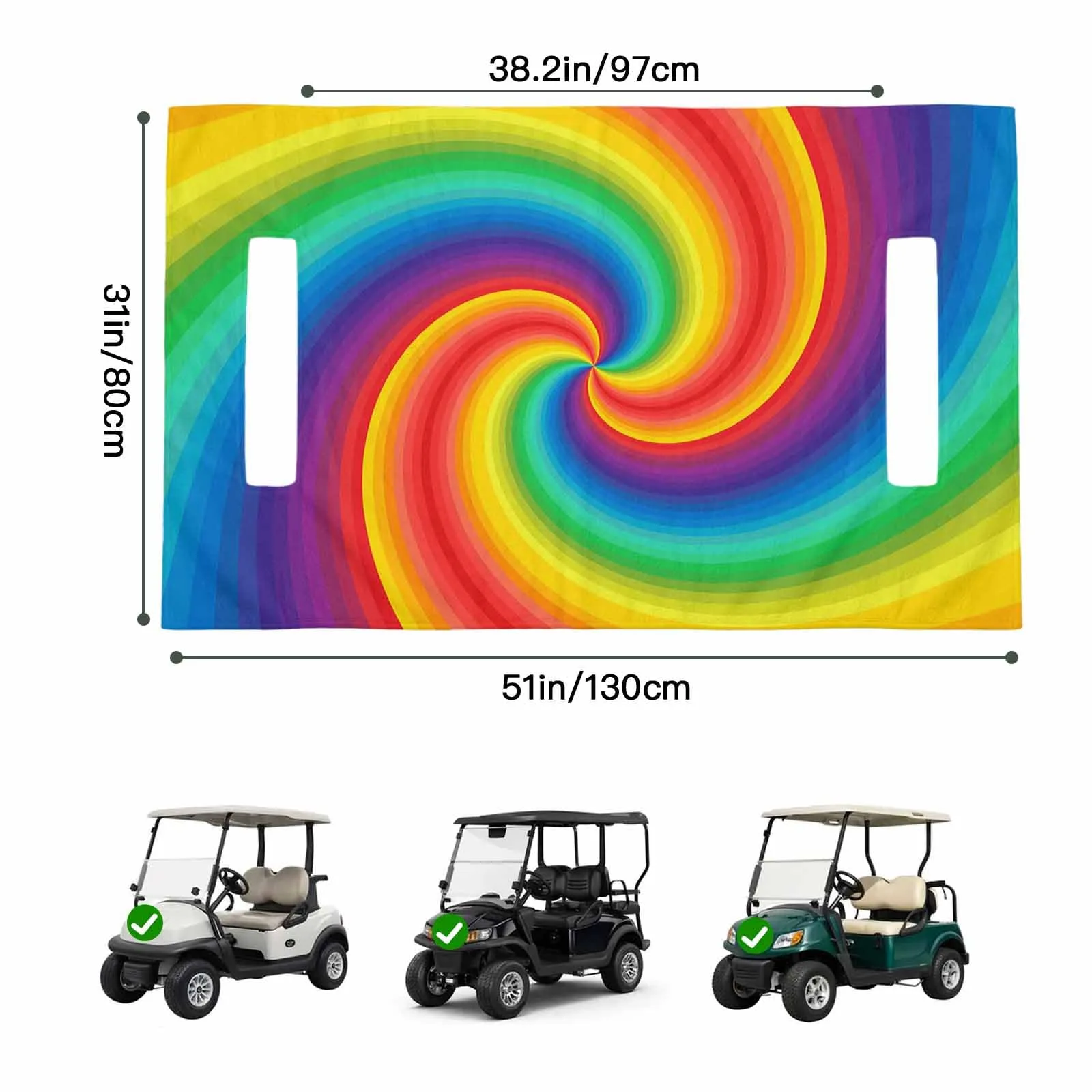 Trosturdspn Rainbow Golf Cart Seat Towel Blanket image 2