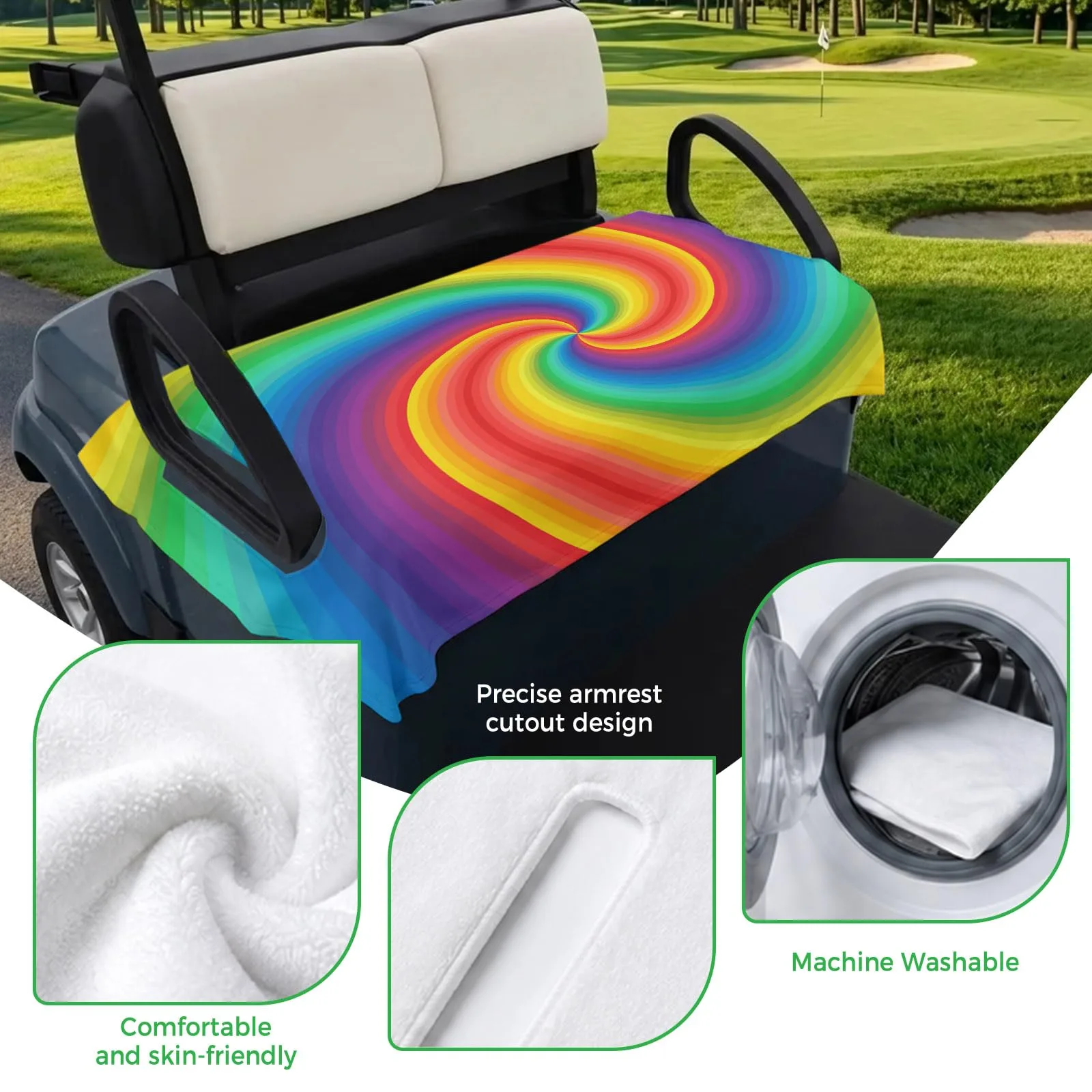 Trosturdspn Rainbow Golf Cart Seat Towel Blanket image 3