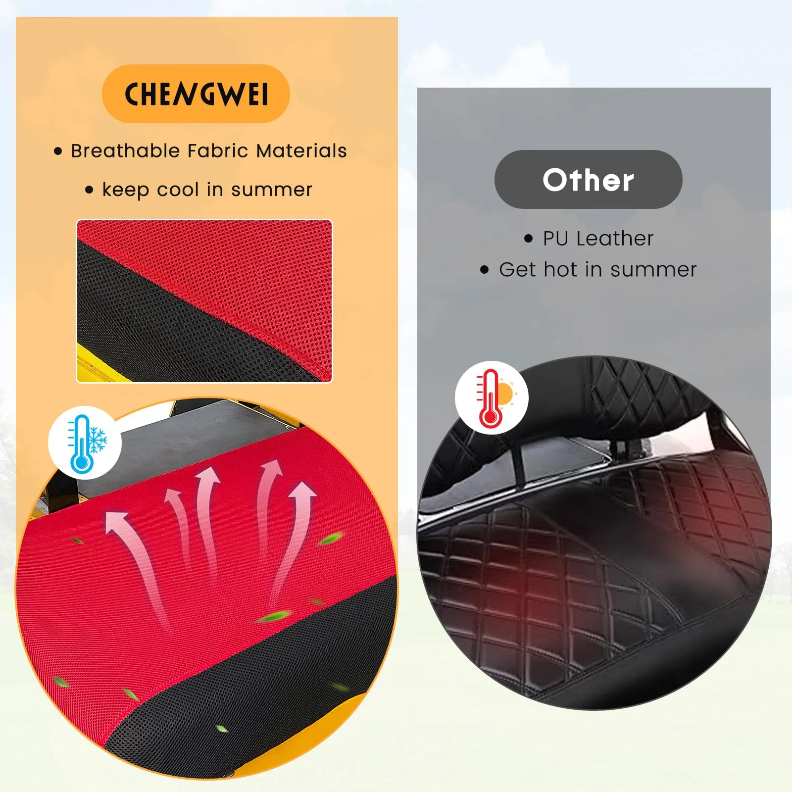 CHENGWEI Golf Cart Seat Covers for E-Z-GO and Club Car DS image 2
