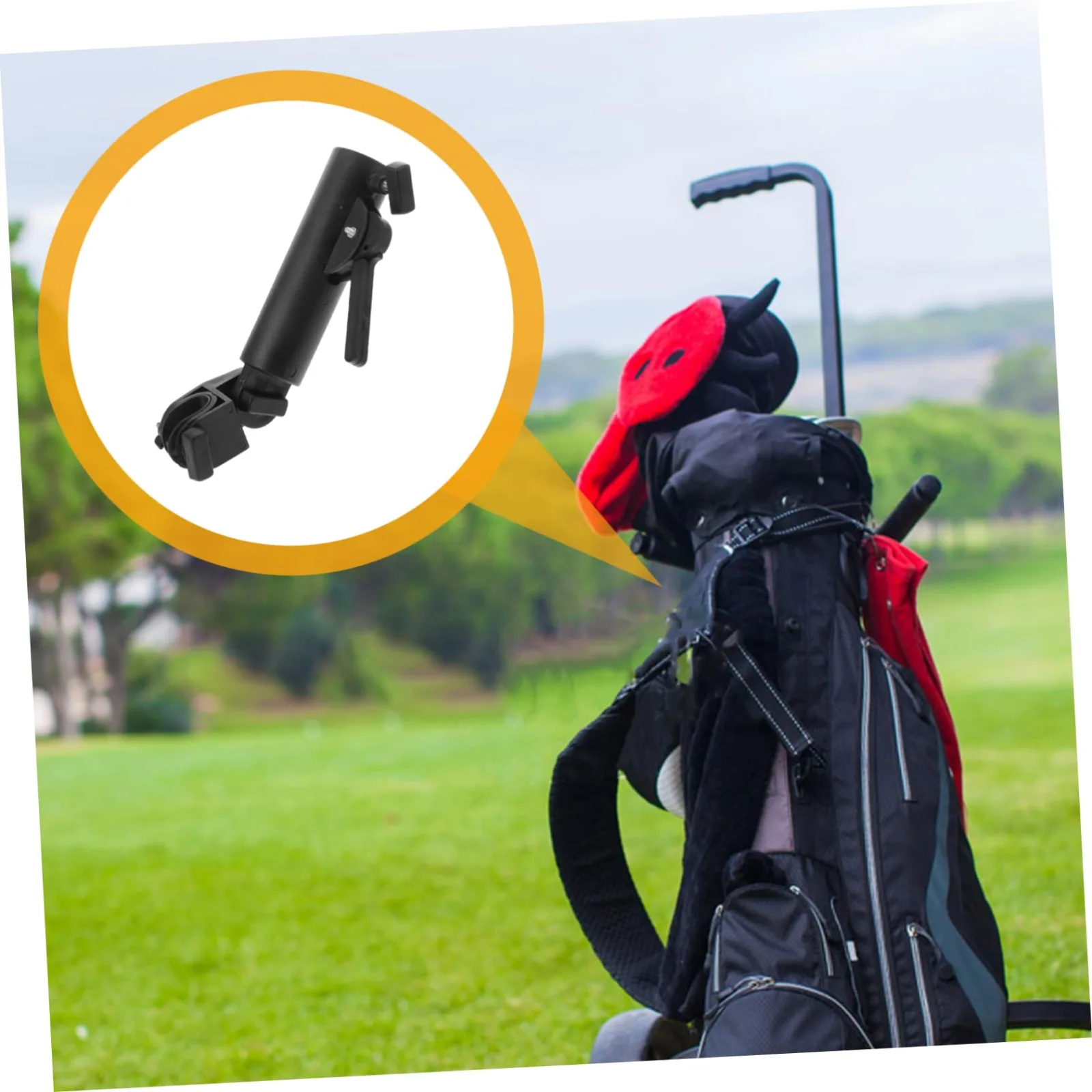 COOLHIYA Adjustable Golf Cart Umbrella Holder Clamp — Black ABS image 3
