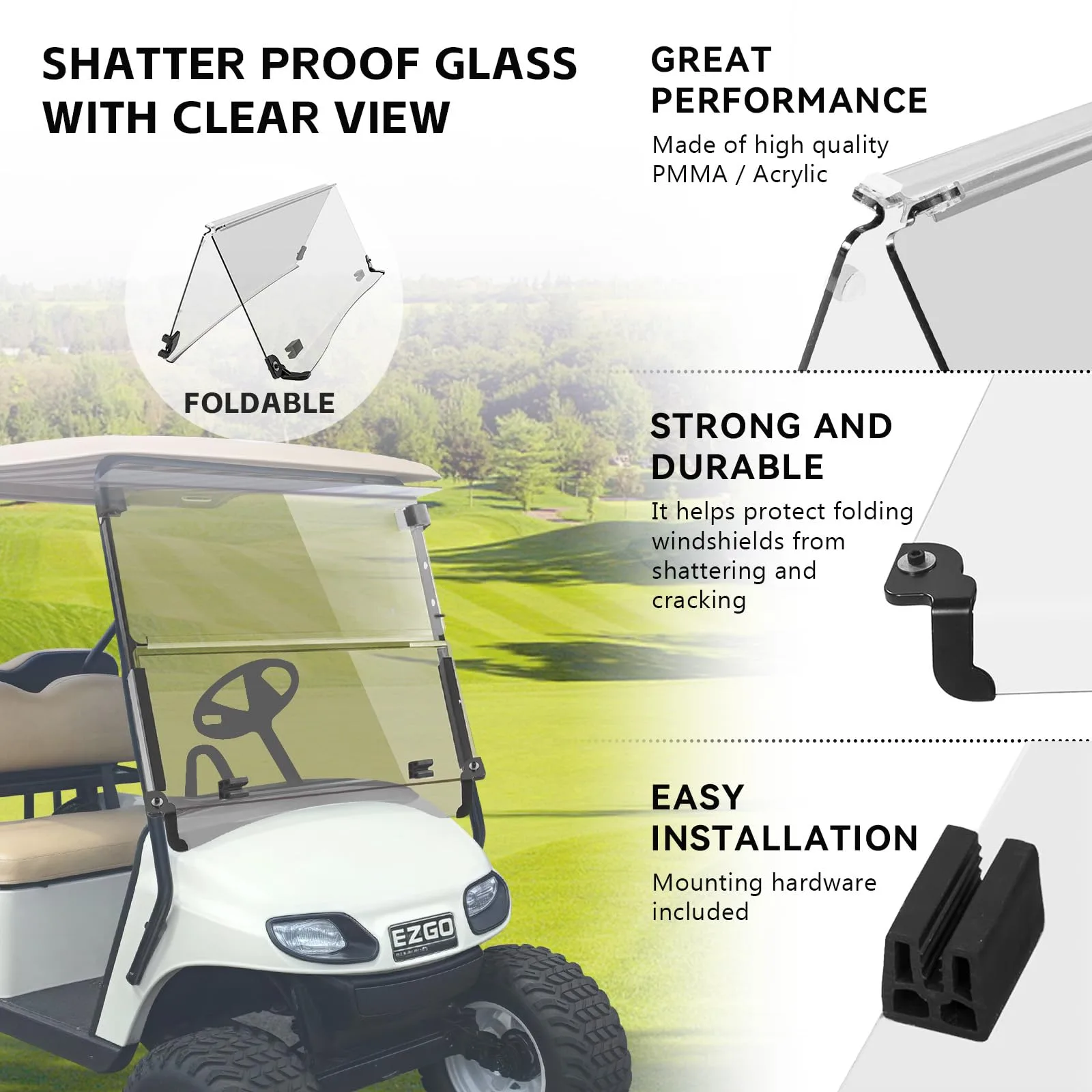 VPAHub R-TWNC Windshield for E-Z-GO TXT 2014+ image 3