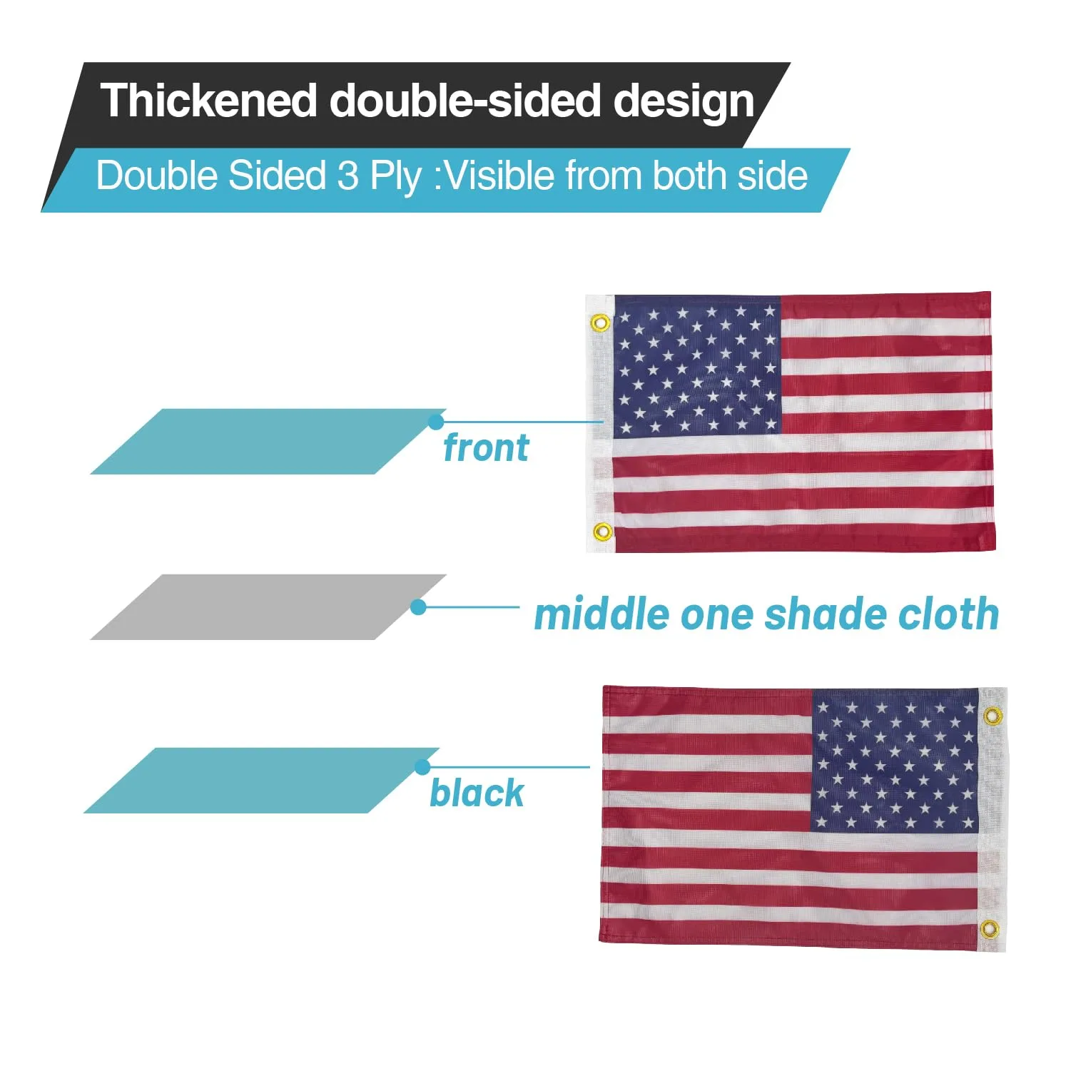 cezelux 12 x 18 in. Double-Sided American Golf Cart Flag — 2-Pack image 3