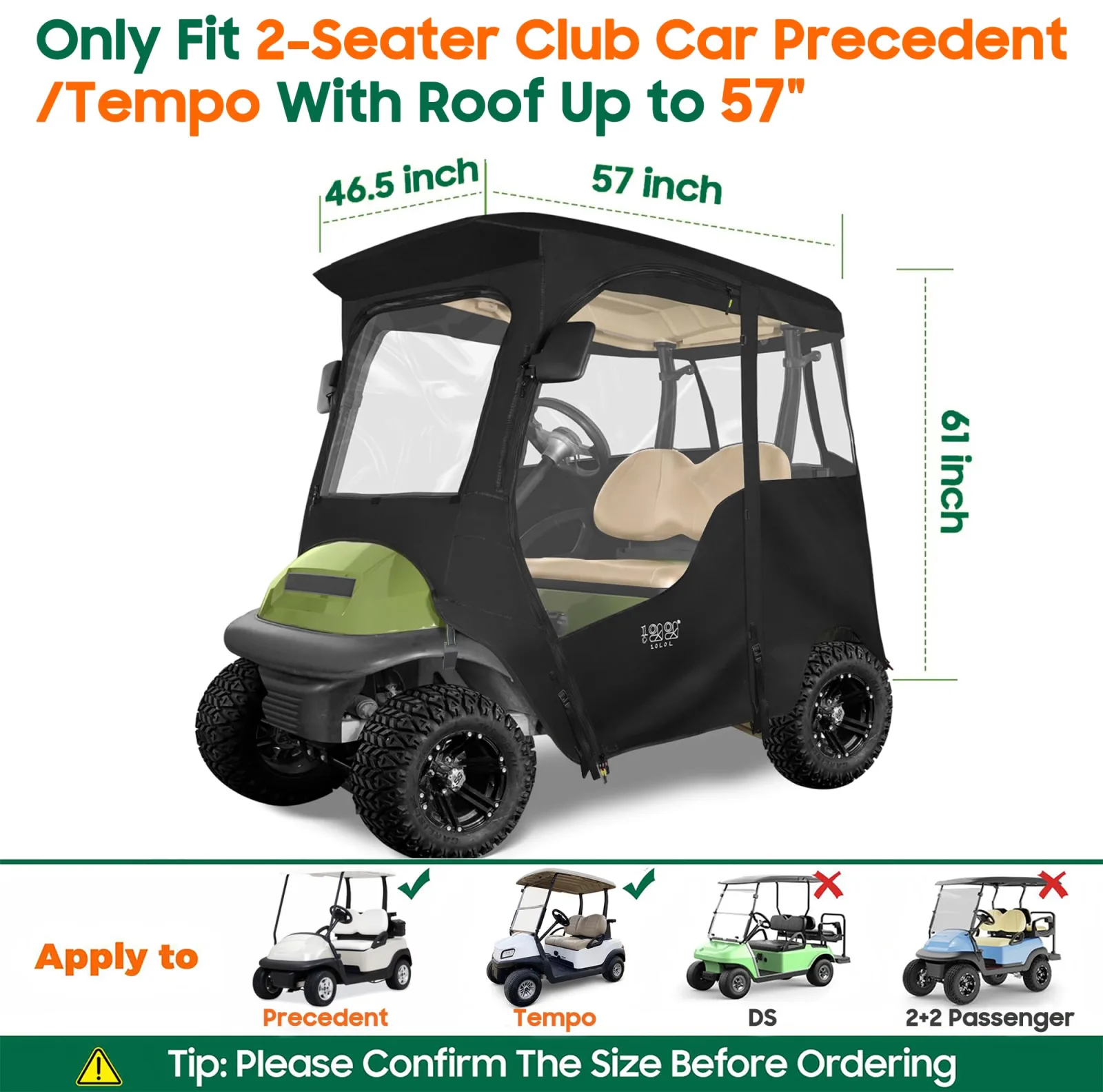 10L0L Deluxe Enclosure for Club Car Precedent, Onward & Tempo image 3