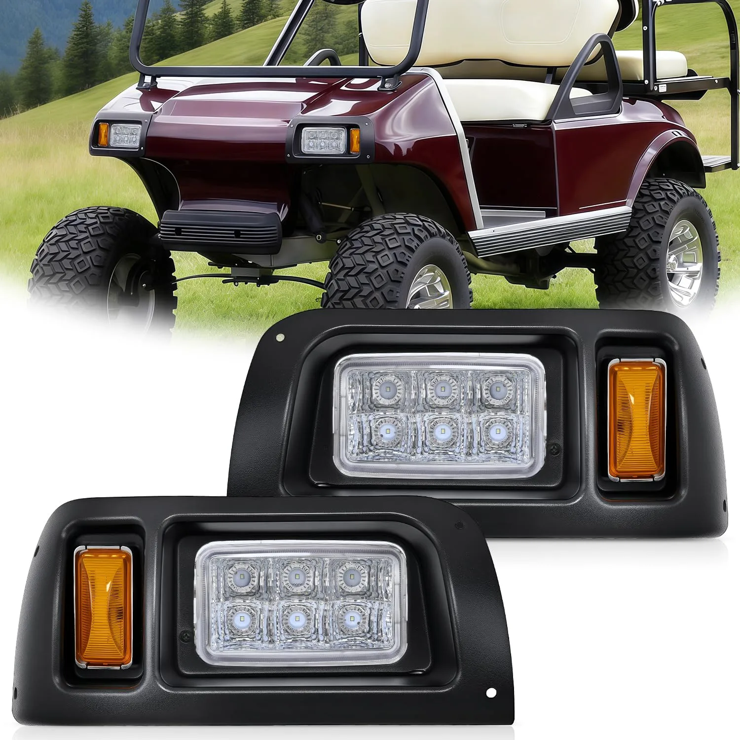 Nilight TL-638 LED Headlights for Club Car DS Electric Carts
