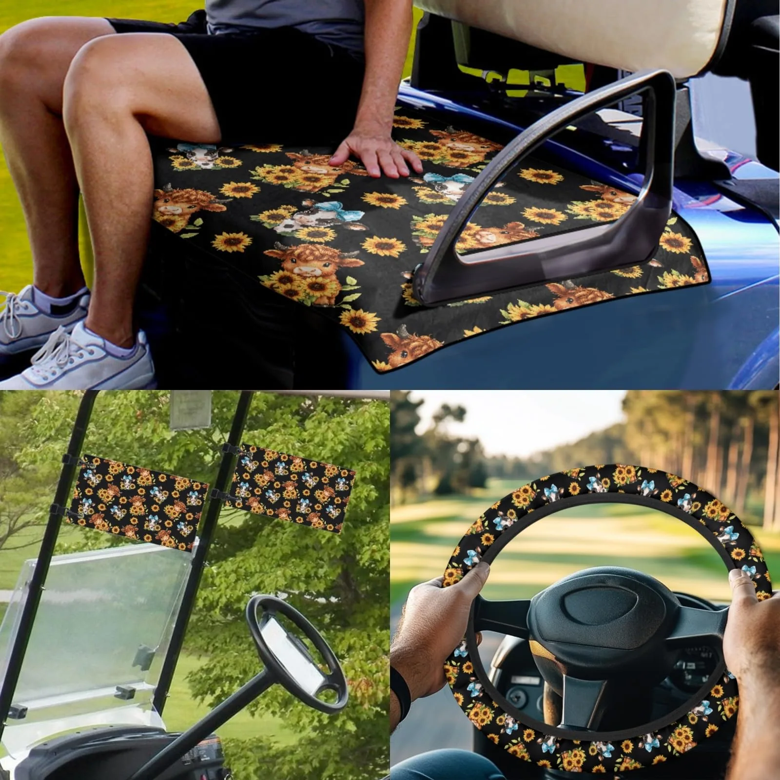 INSTANTARTS Golf Cart Seat and Steering Wheel Cover Set image 2