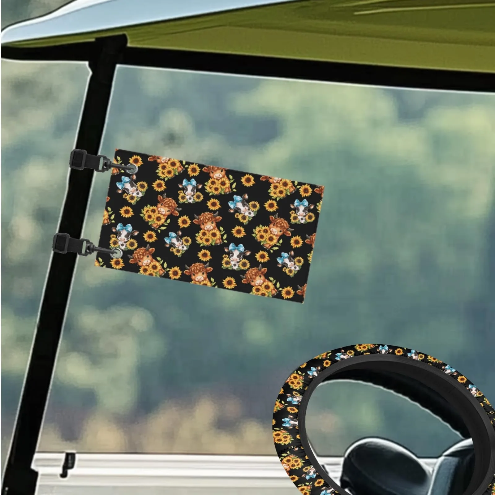 INSTANTARTS Golf Cart Seat and Steering Wheel Cover Set image 3