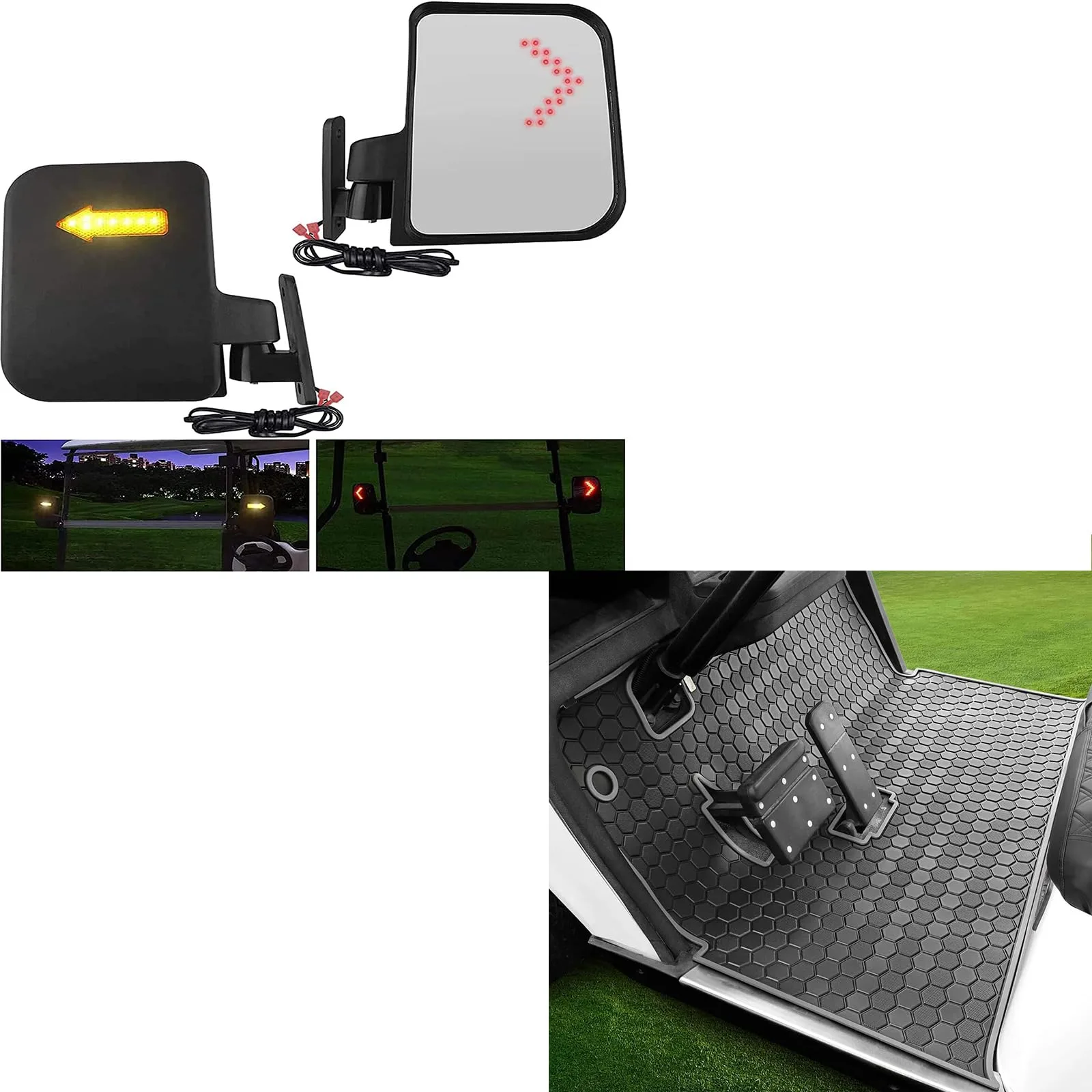 LEAPGOMAX E-Z-GO Golf Cart Mirrors and Floor Mat Set