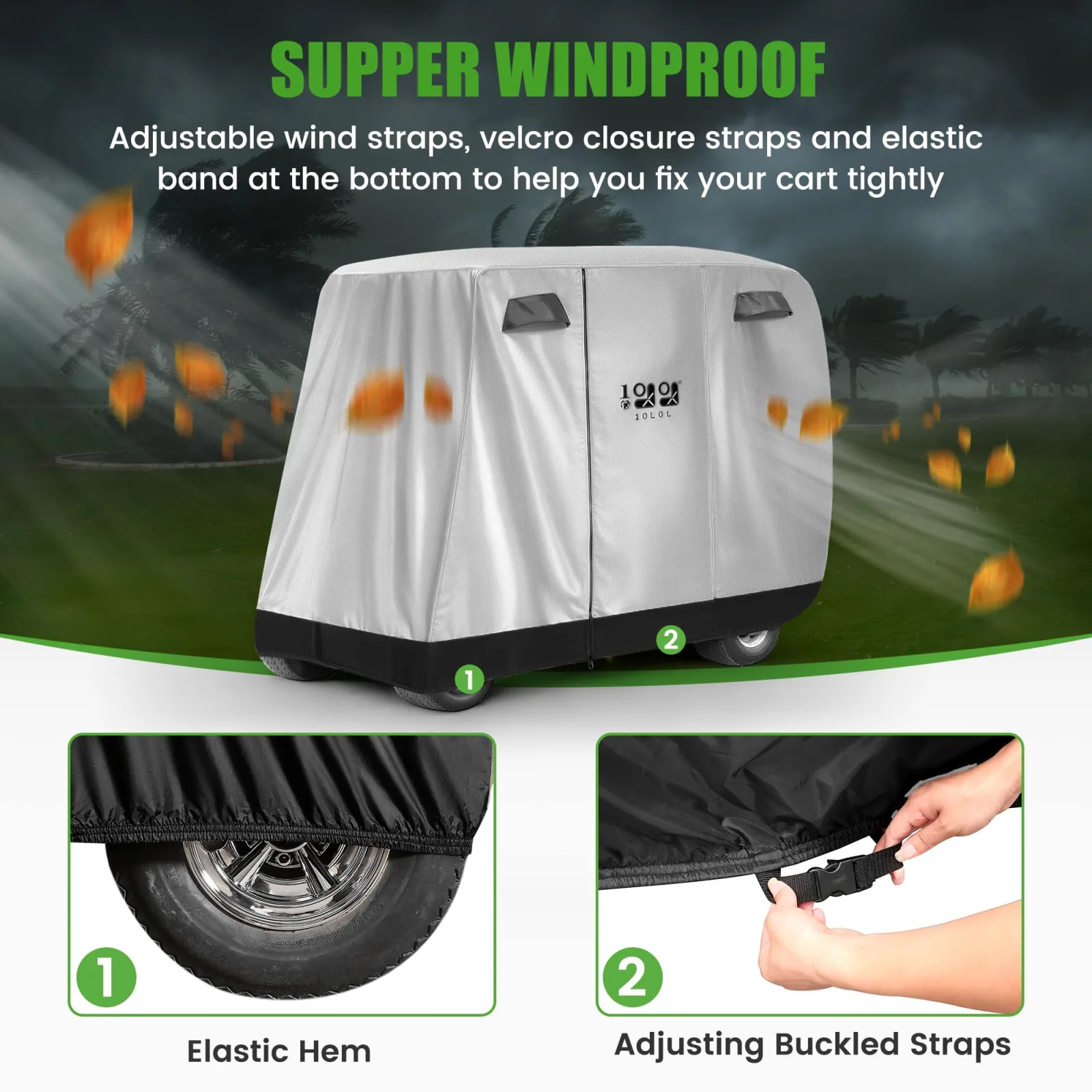 10L0L Waterproof Golf Cart Cover for Yamaha, E-Z-GO & Club Car image 4