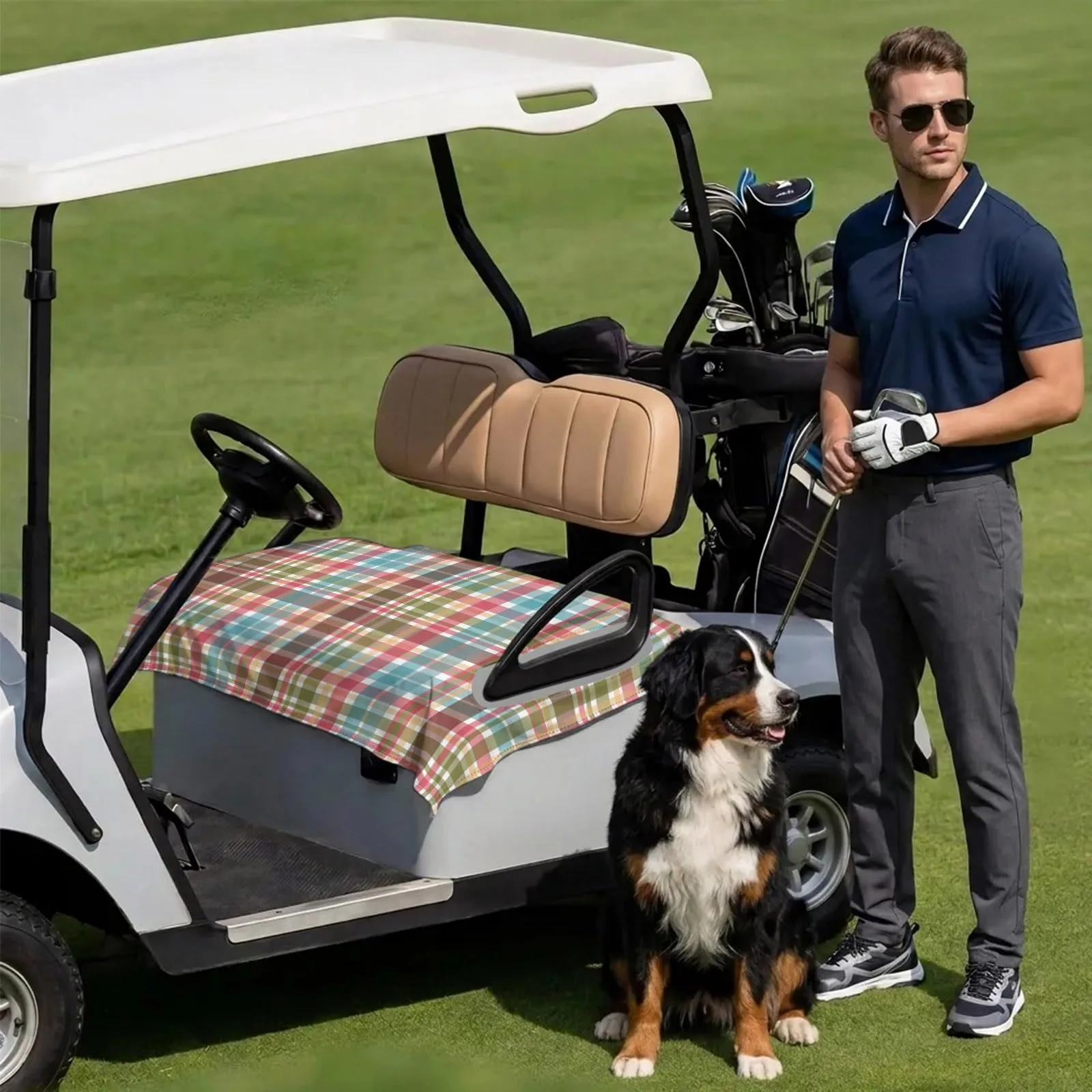 DecorLovee Plaid Golf Cart Seat Cover 51 x 31 Inch image 3