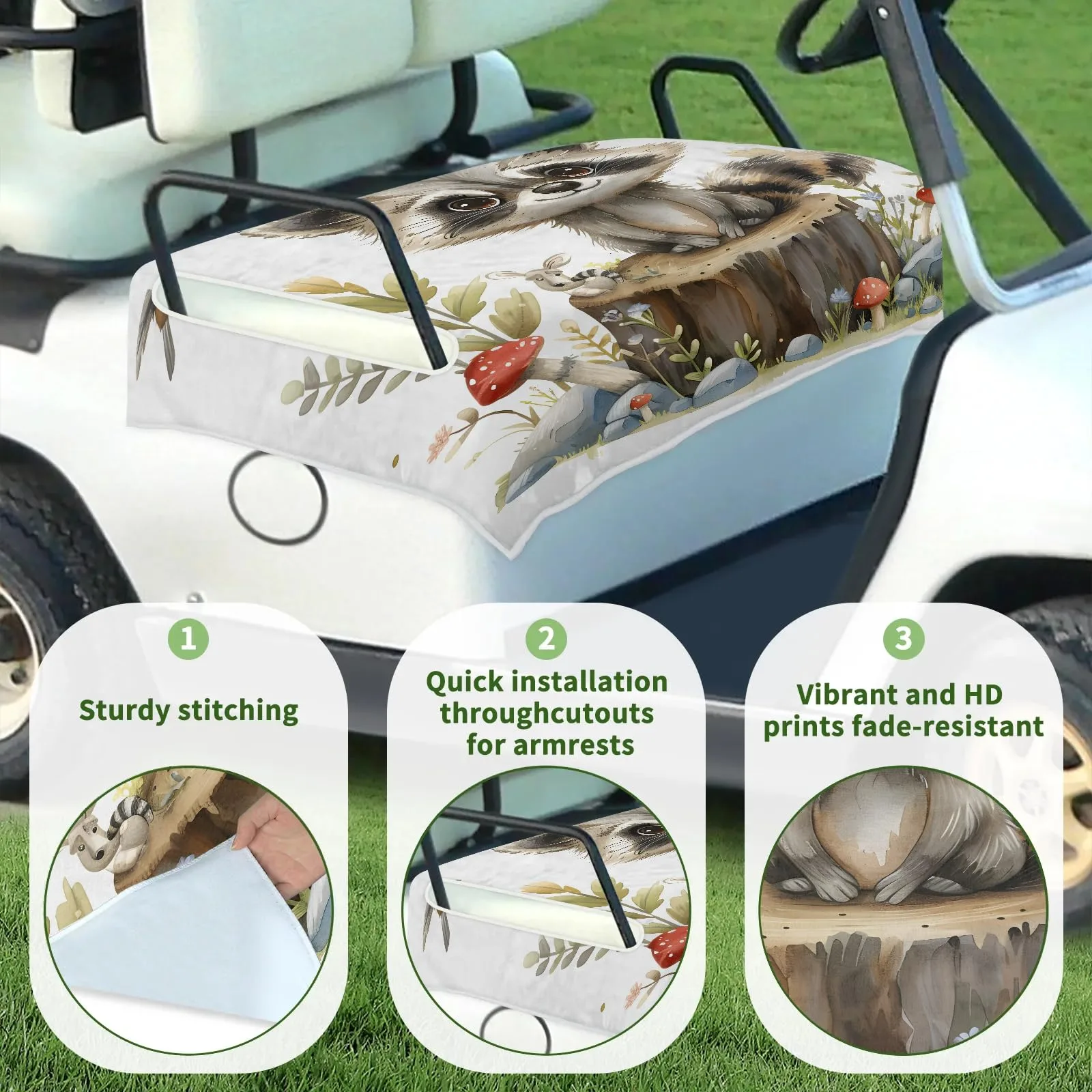 Tiveruda Golf Cart Seat Cover for Double Seats image 3