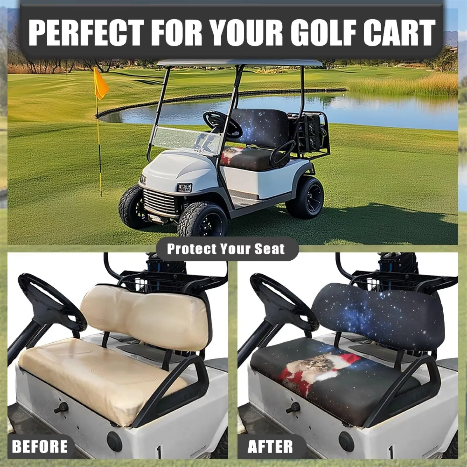 Quidrwyo Christmas Cat Golf Cart Seat Covers for Club Car image 4