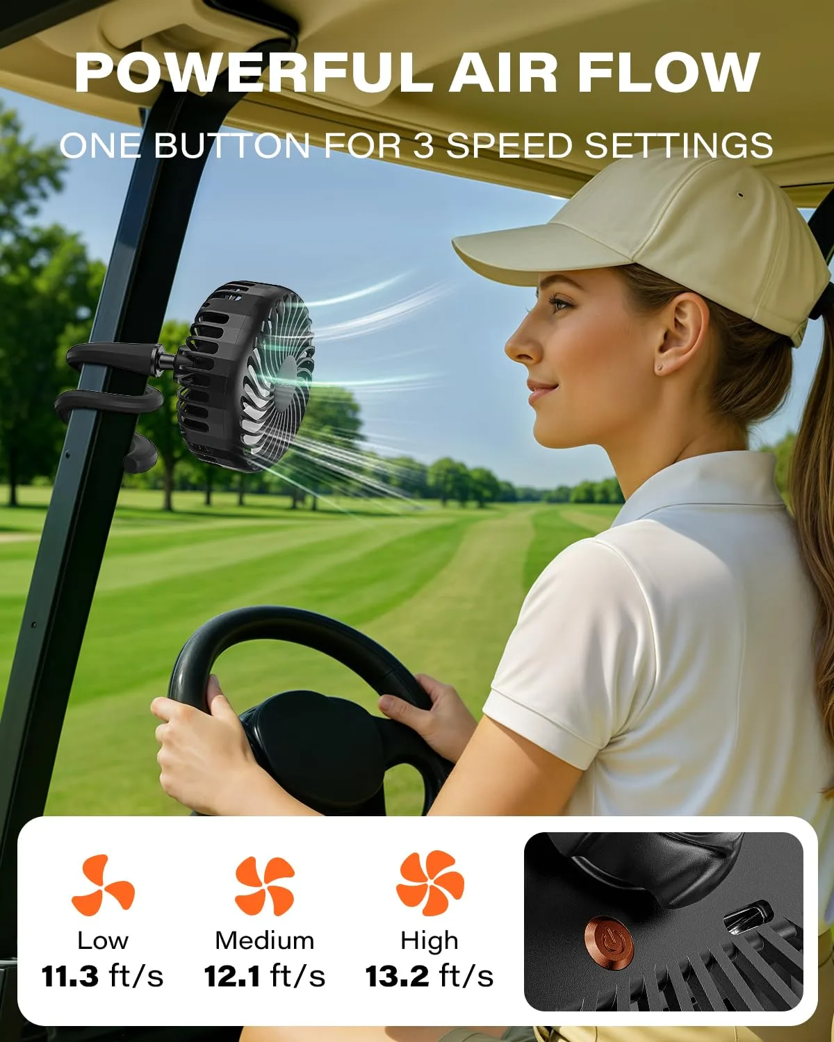 A2C Rechargeable Golf Cart Fan WT-F1-MB04 image 2
