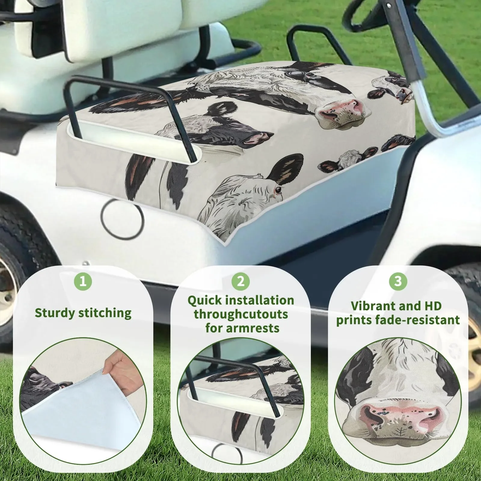 Tiveruda Golf Cart Seat Cover for Double Seats image 3