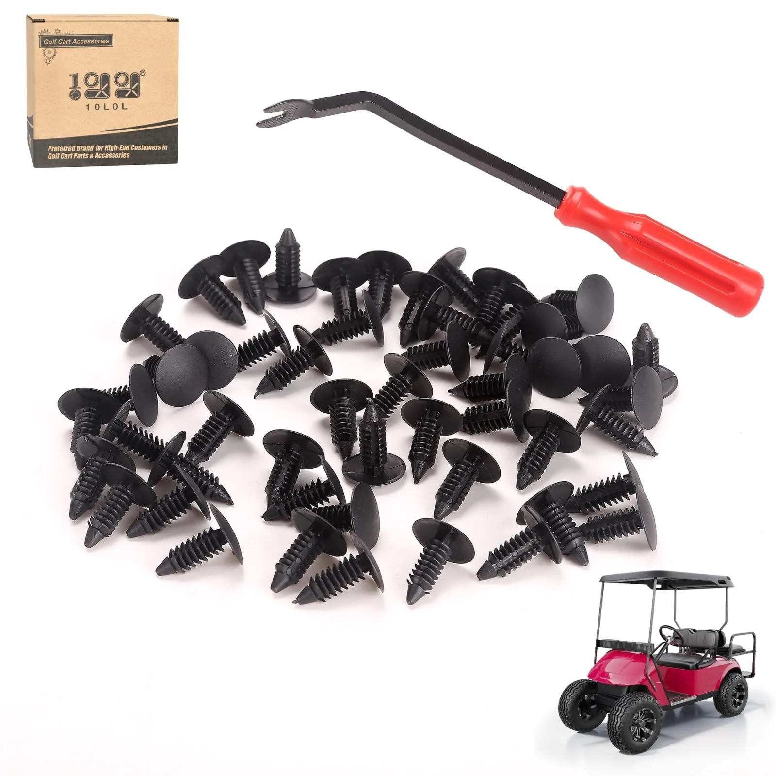 10L0L Plastic Push Rivet Clip Kit for Yamaha, E-Z-GO & Club Car – 1010434