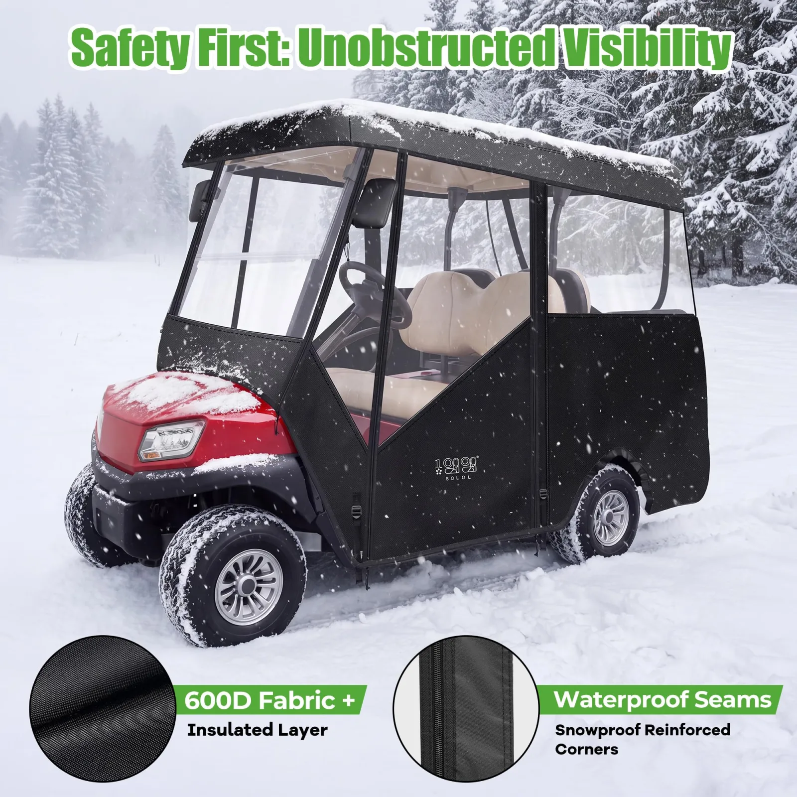 10L0L Golf Cart Enclosure for Club Car 2+2, 88-Inch Roof image 3