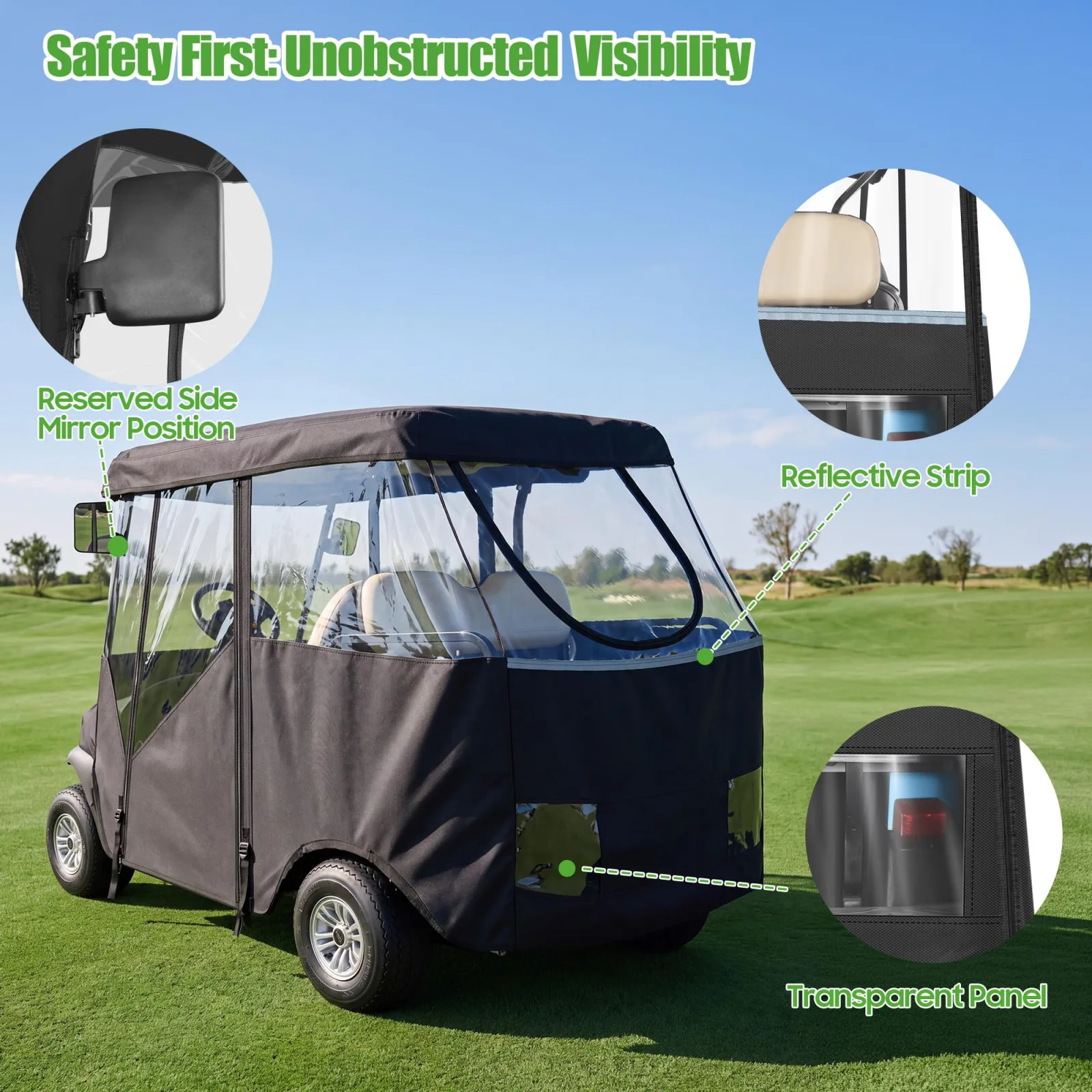 10L0L Golf Cart Enclosure for Club Car 2+2, 88-Inch Roof image 4