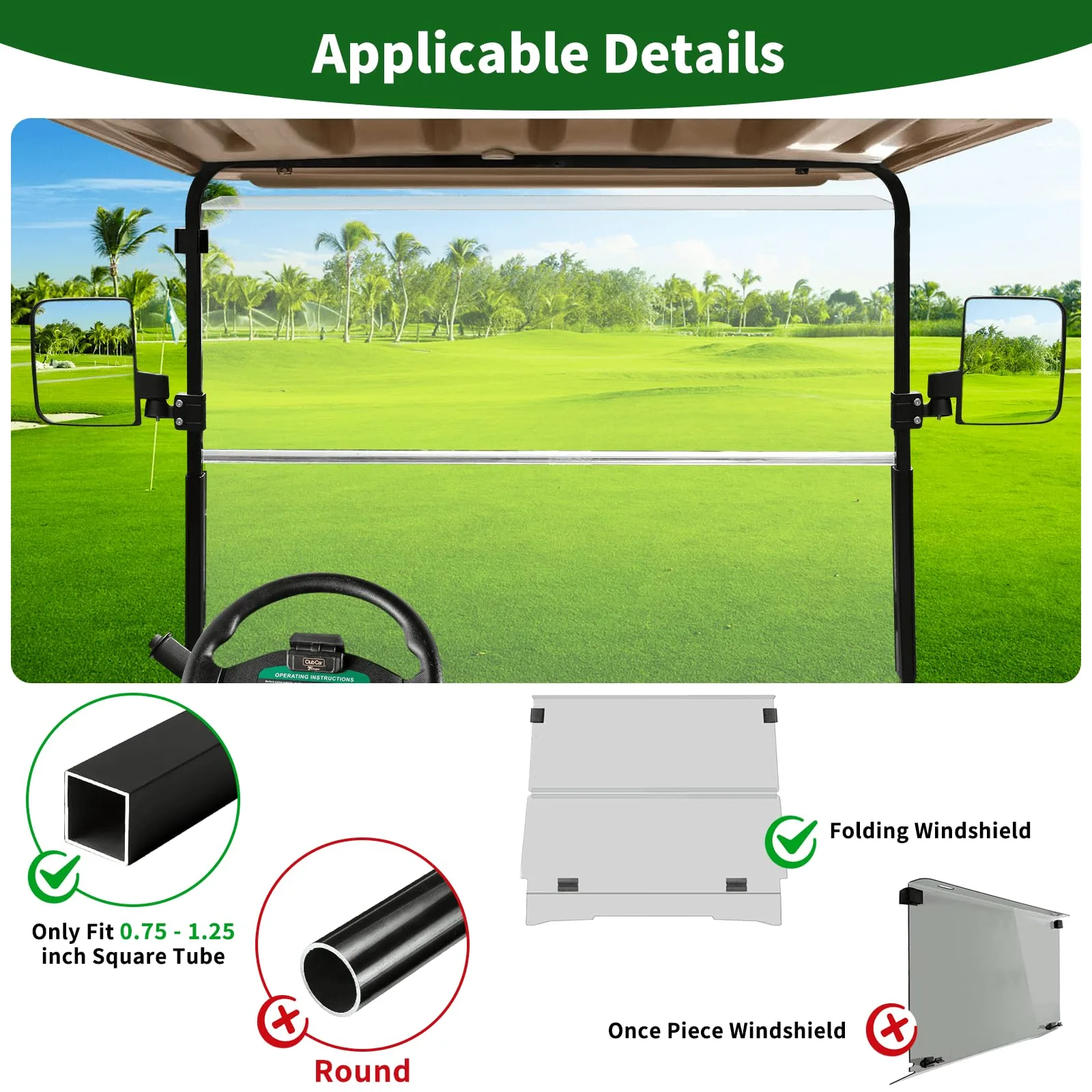 Cartalia CGCSM No-Drill Golf Cart Side Mirrors image 4