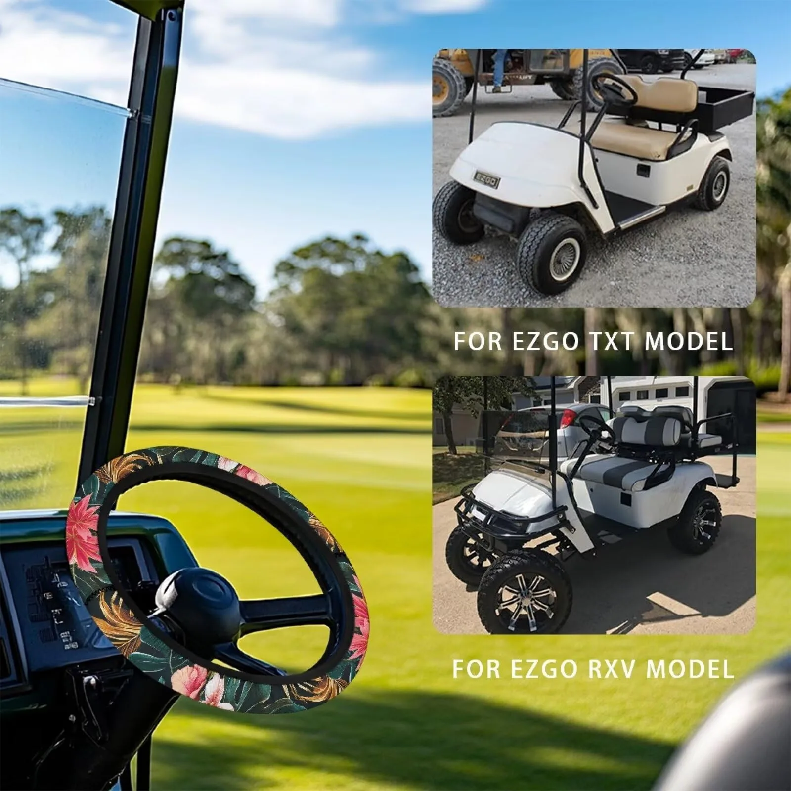 SUITOSELFY Tropical Print Golf Cart Steering Wheel Cover image 2