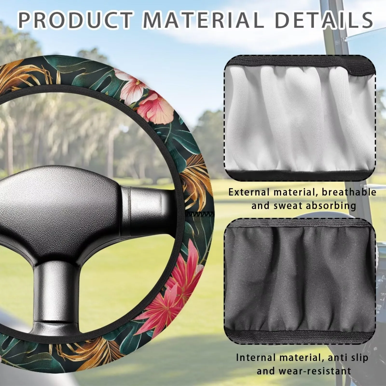 SUITOSELFY Tropical Print Golf Cart Steering Wheel Cover image 4