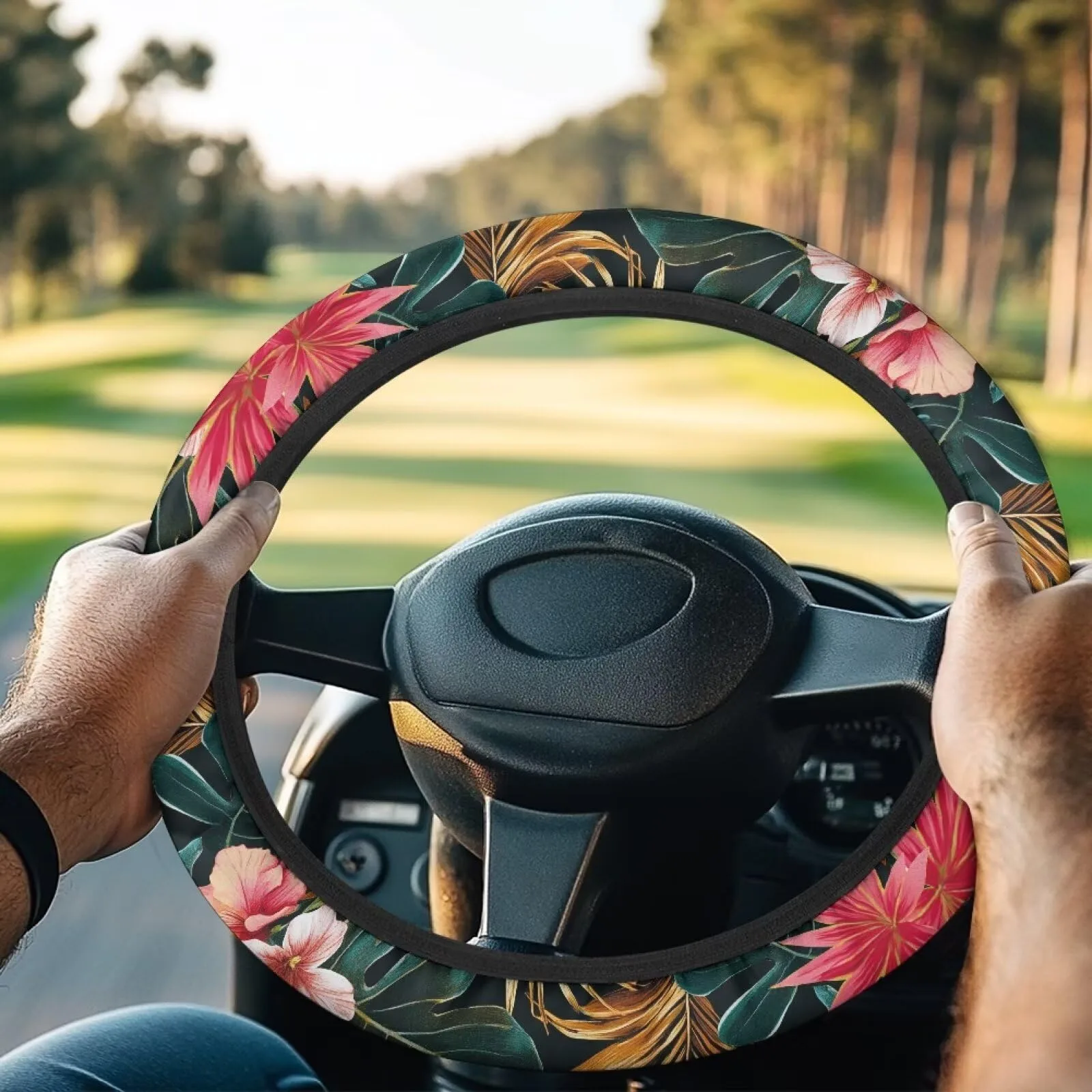 SUITOSELFY Tropical Print Golf Cart Steering Wheel Cover