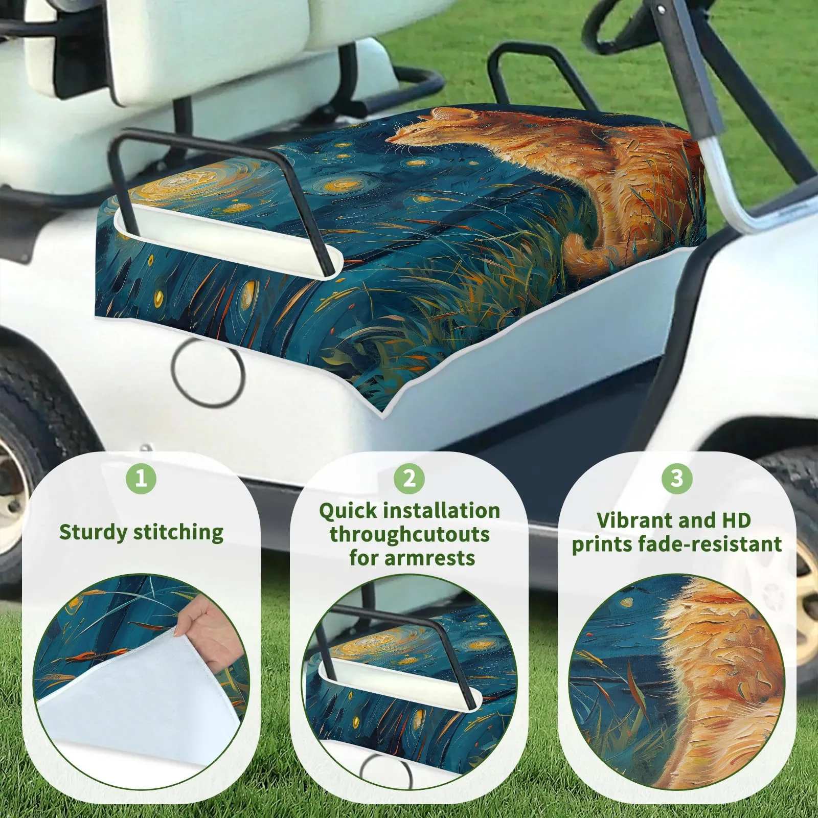 Tiveruda Golf Cart Seat Cover for Double Seats, 51 x 31 in image 3
