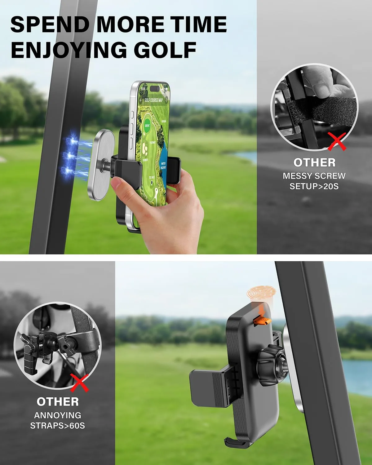A2C Magnetic Golf Cart Phone Holder Mount i02-M05X image 2