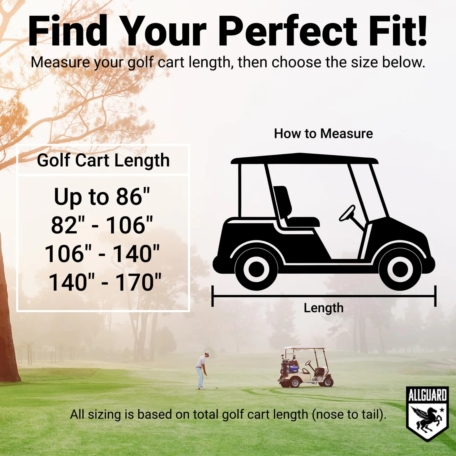 Car Covers AllGuard EOG-GC3 Weatherproof Golf Cart Cover (Fits 106"–140") image 4