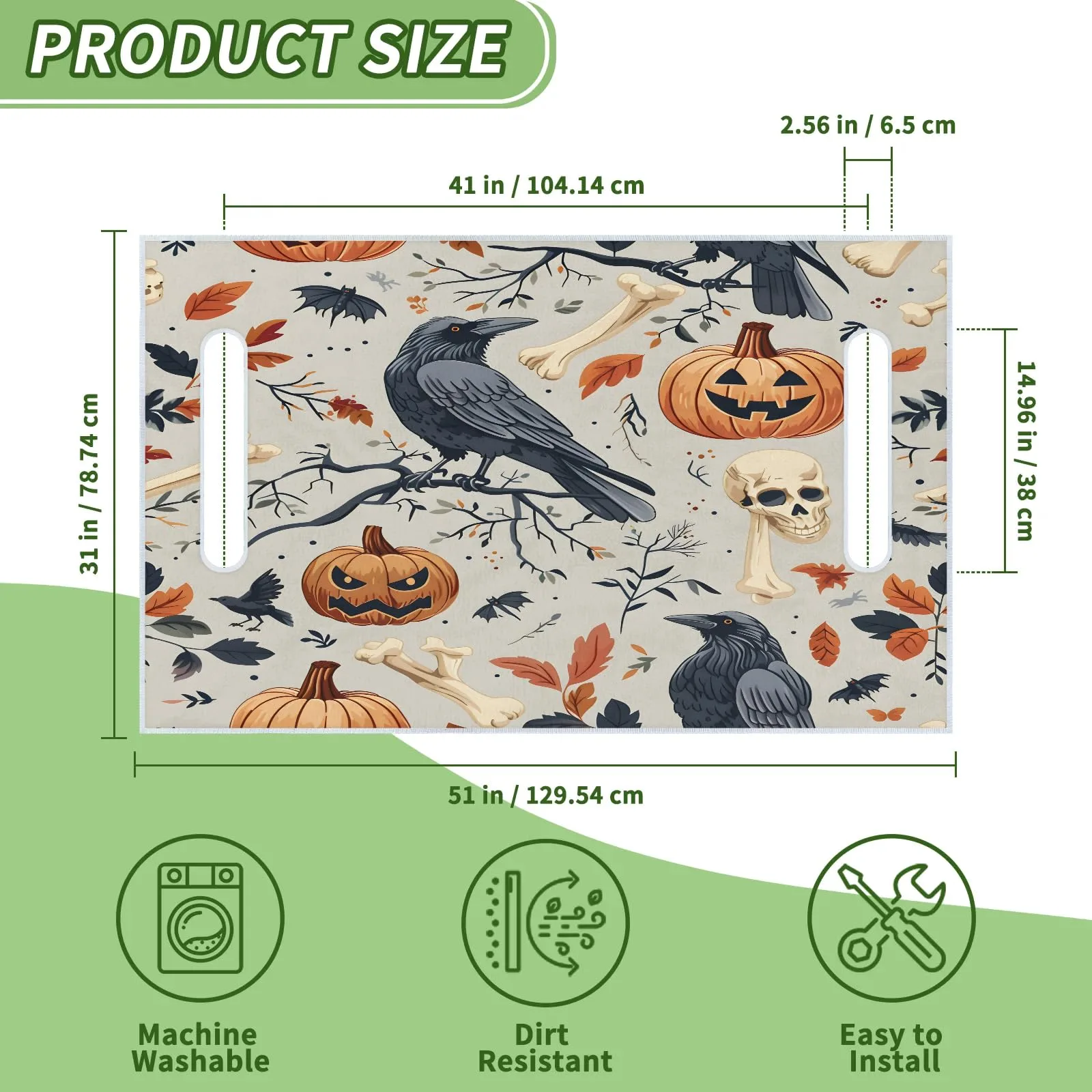 Tiveruda Halloween Skull Bird Golf Cart Seat Cover image 2